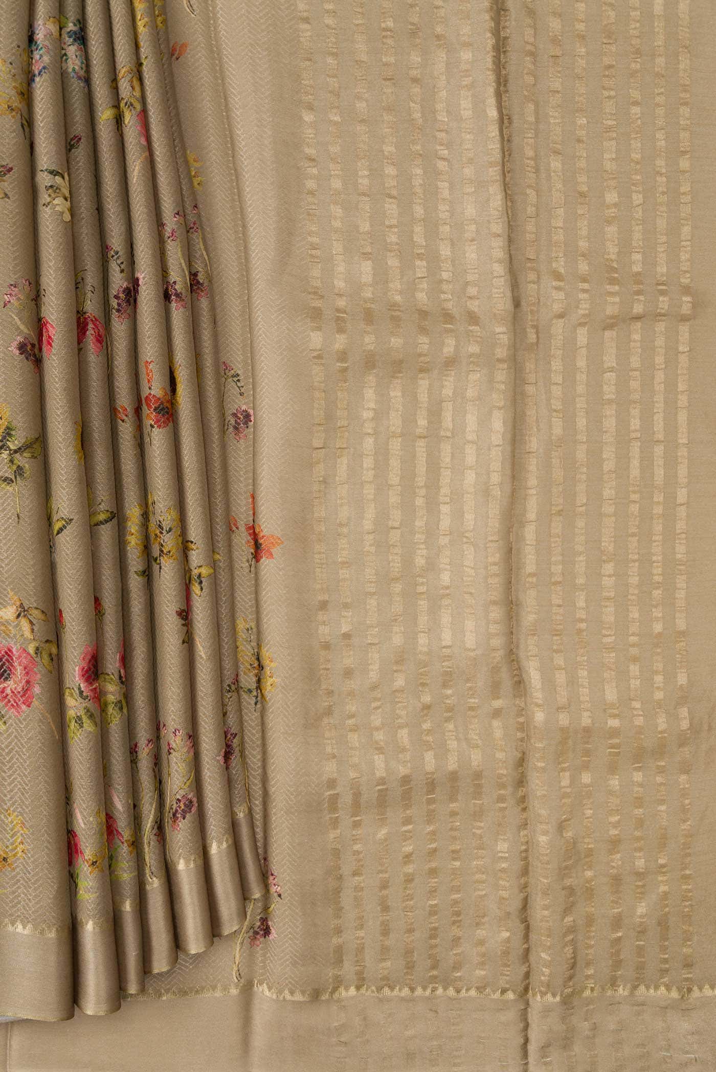 Dark Beige Mysore Georgette Saree