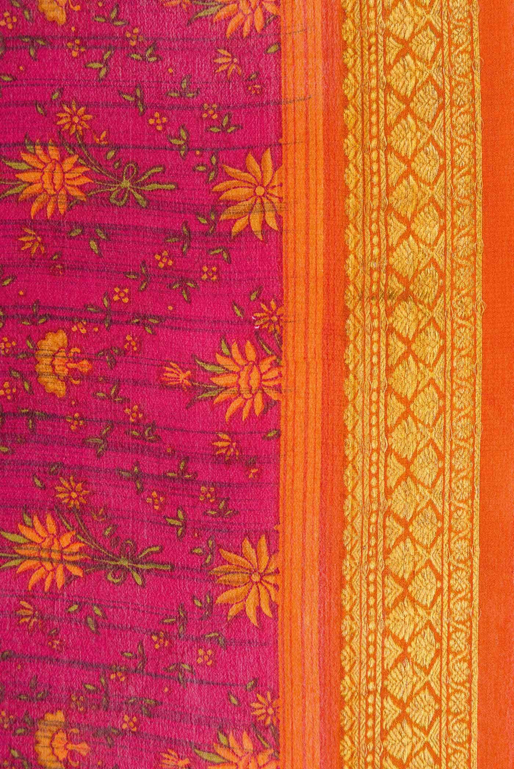 Dark Pink Mysore Crepe Saree