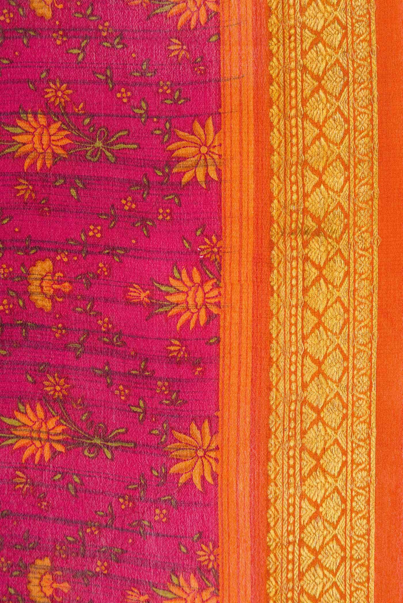 Dark Pink Mysore Crepe Saree