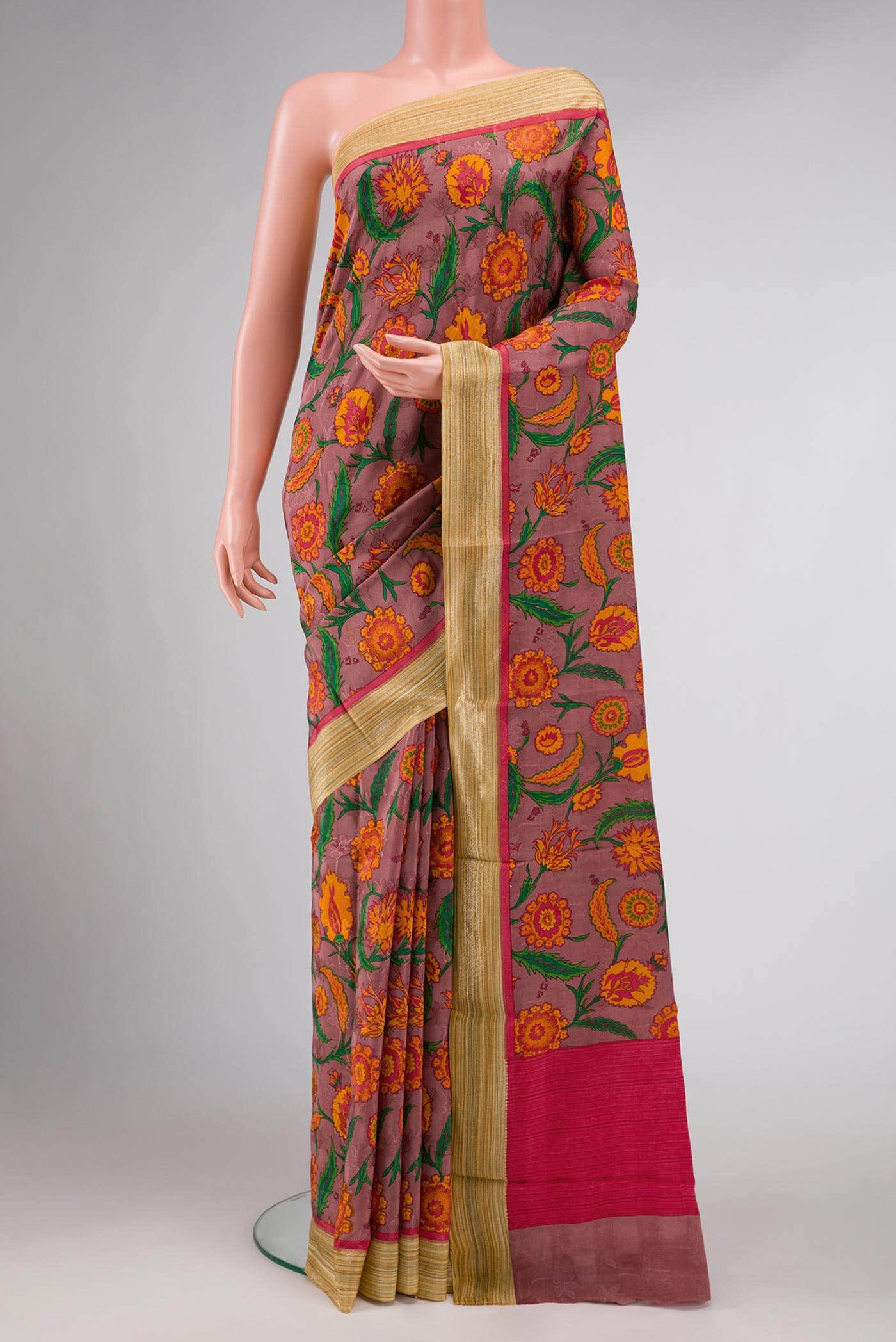Lavender Mysore Crepe Saree