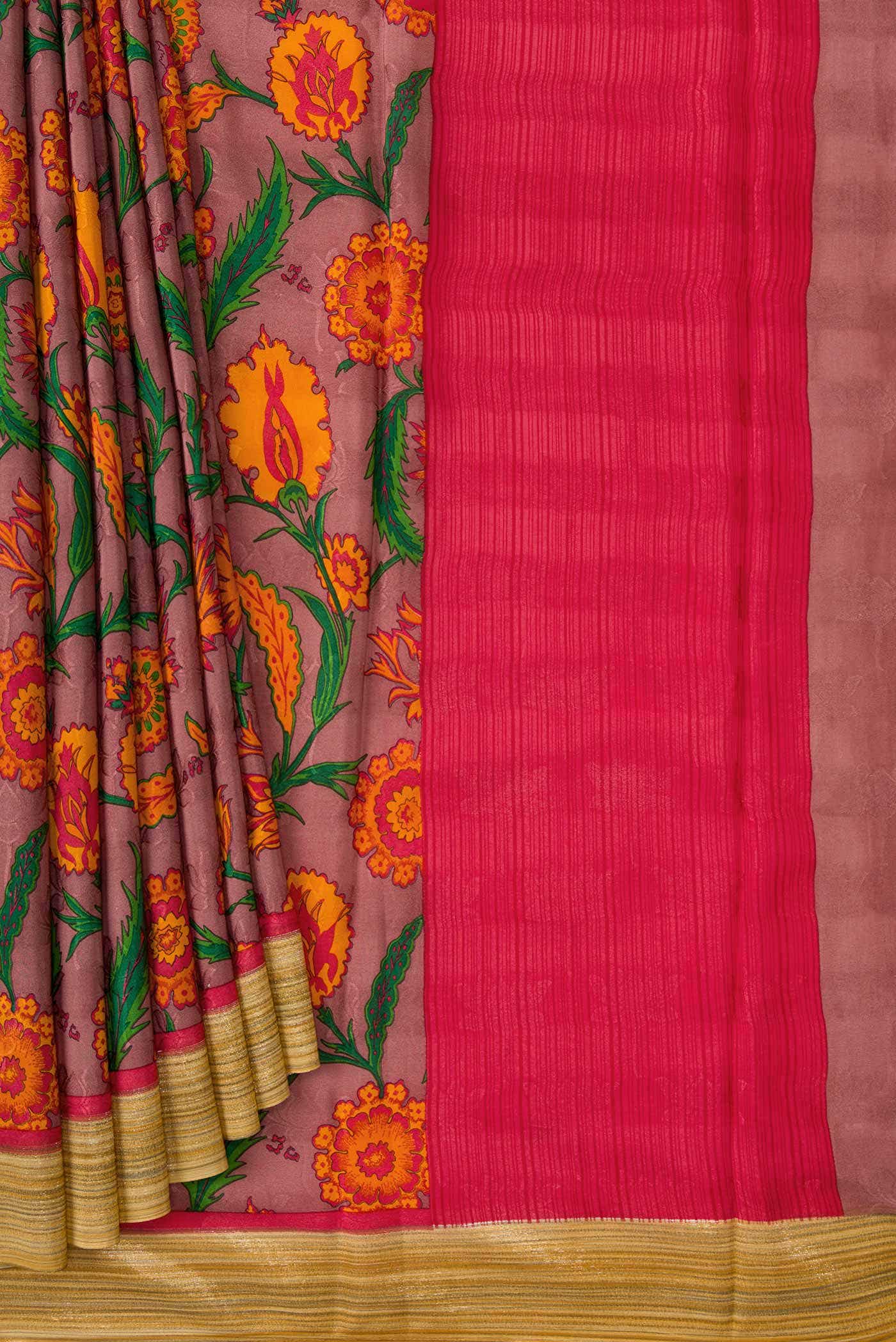 Lavender Mysore Crepe Saree