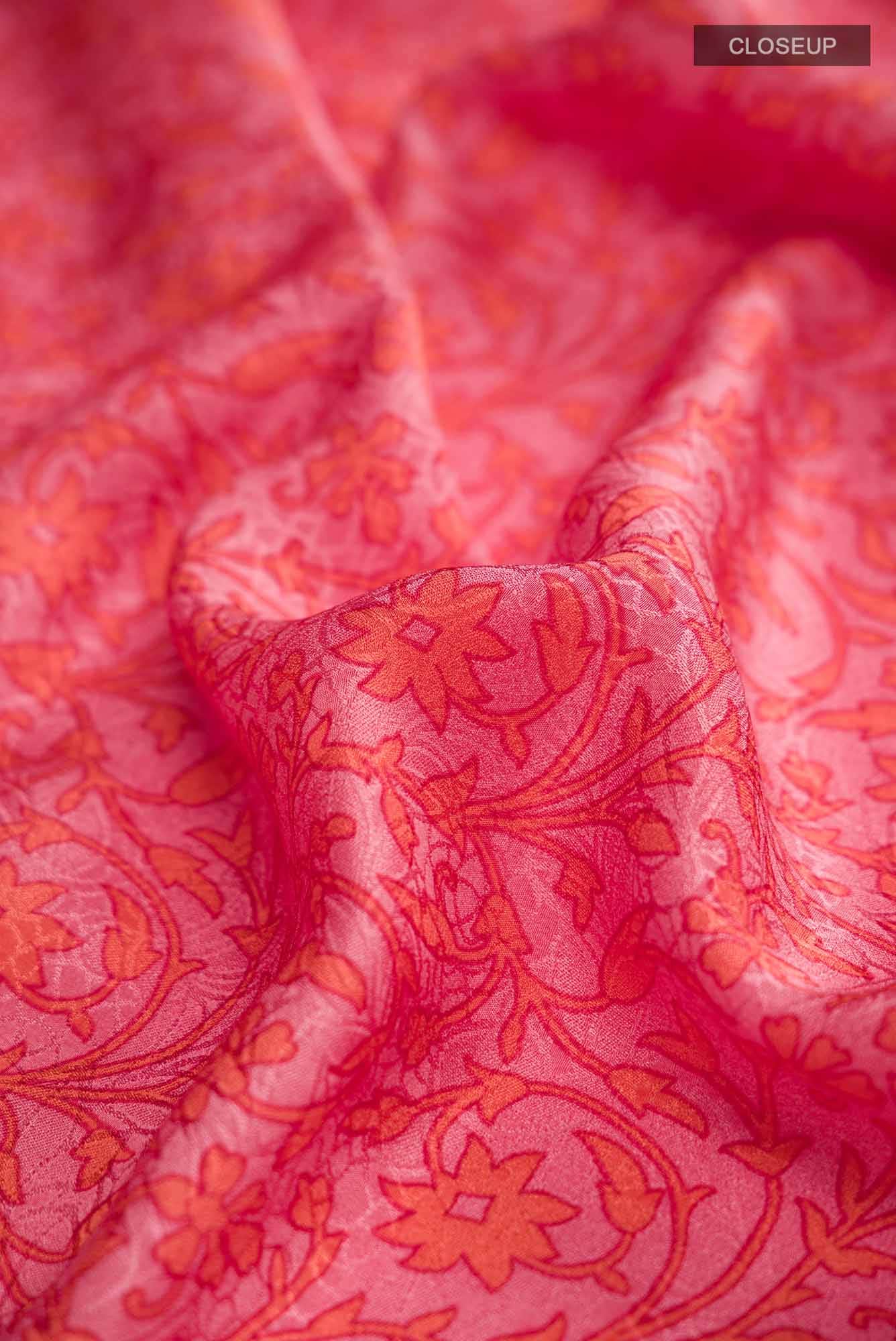 Pink Crepe Saree
