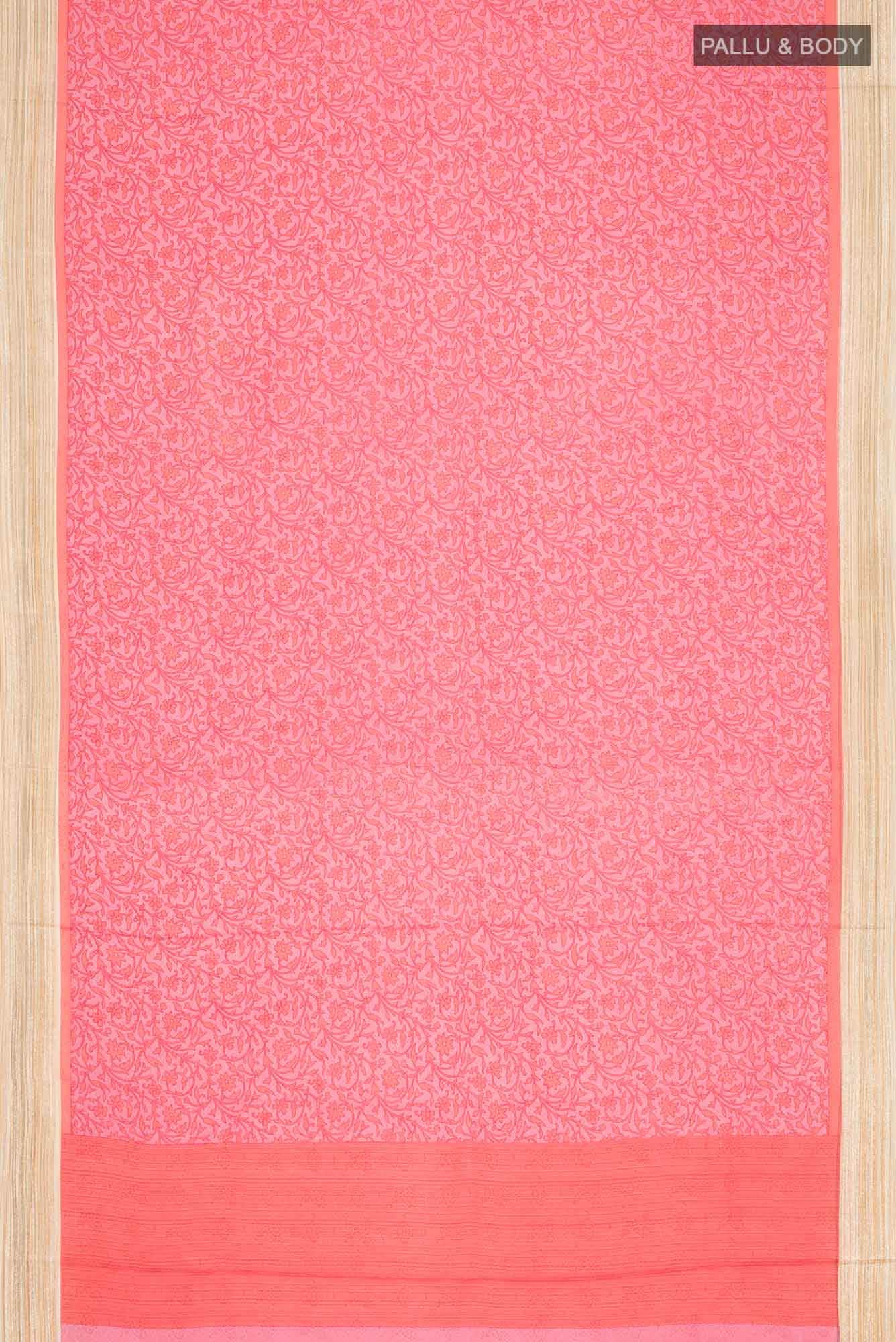 Pink Crepe Saree
