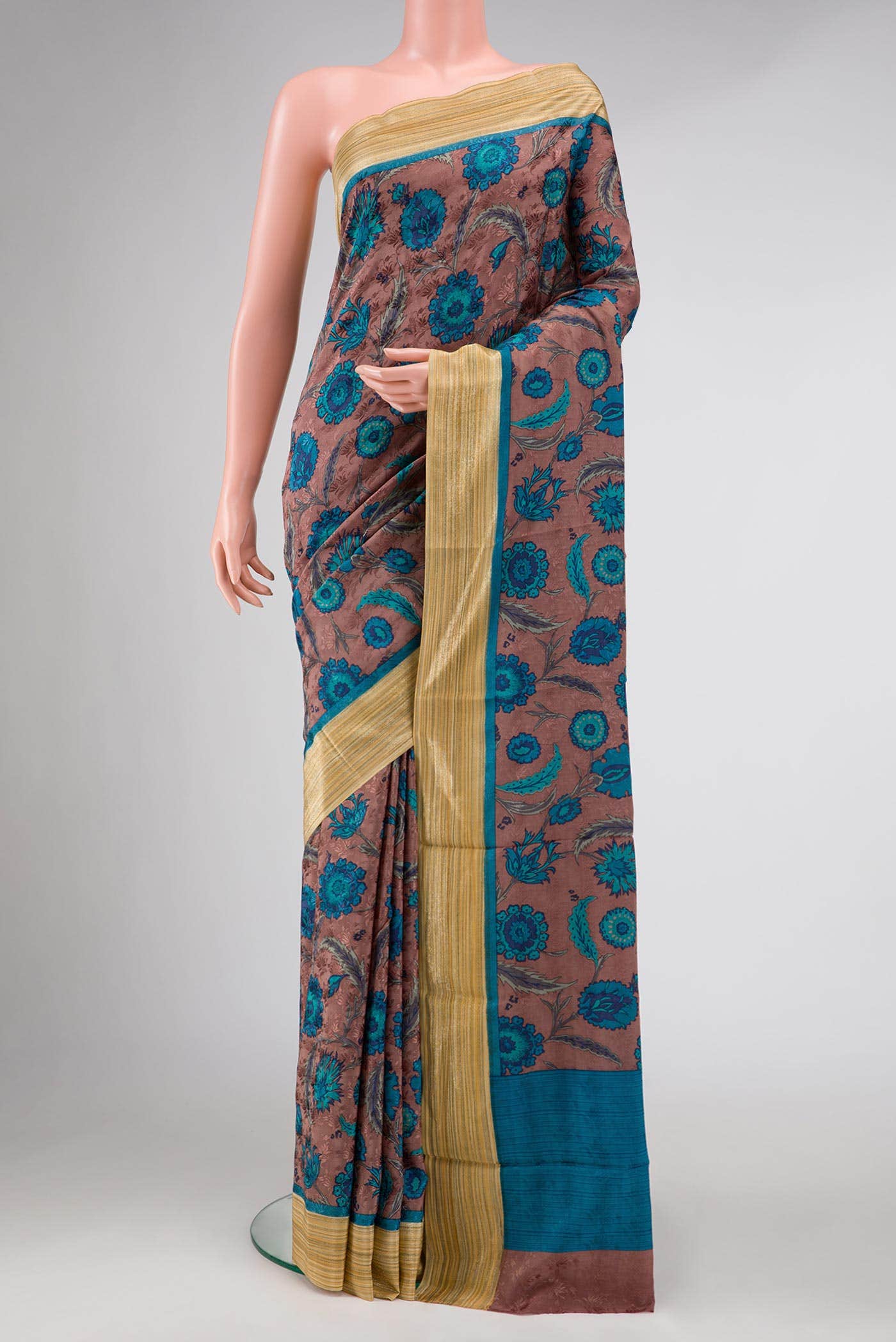 Brown Mysore Crepe Saree