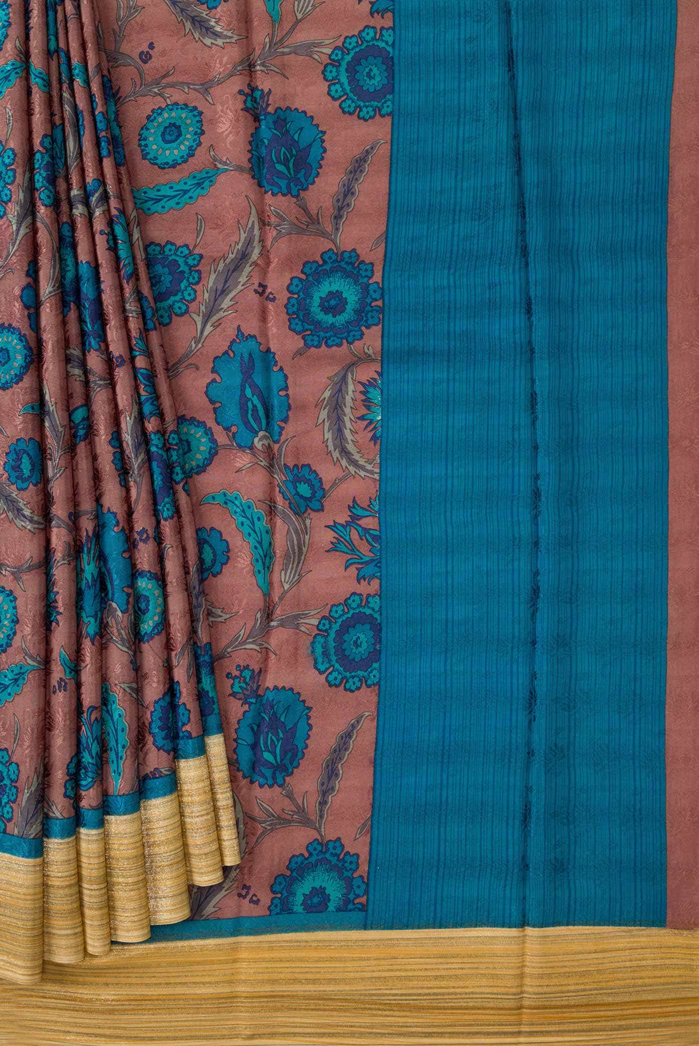 Brown Mysore Crepe Saree