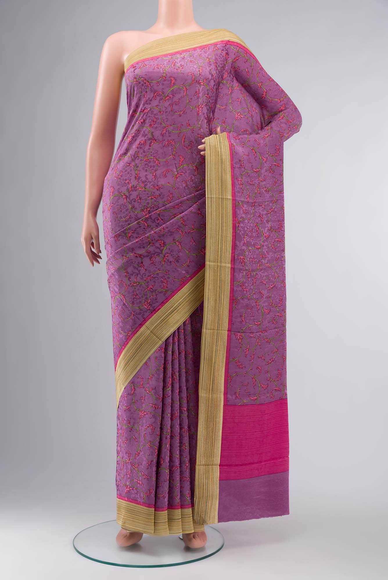 Mauve Mysore Crepe Saree