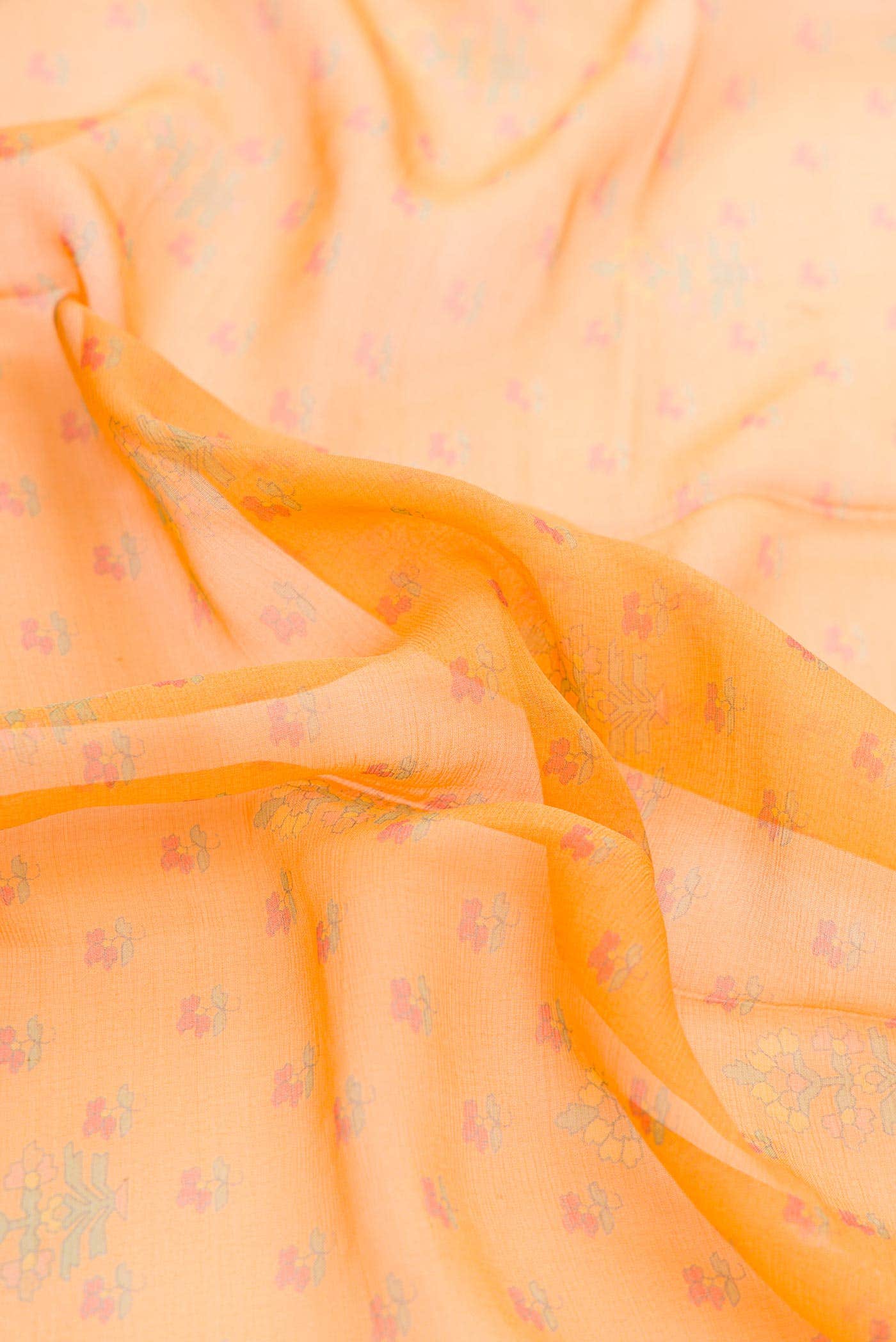 Golden Peach Dual Tone Mysore Chiffon Saree