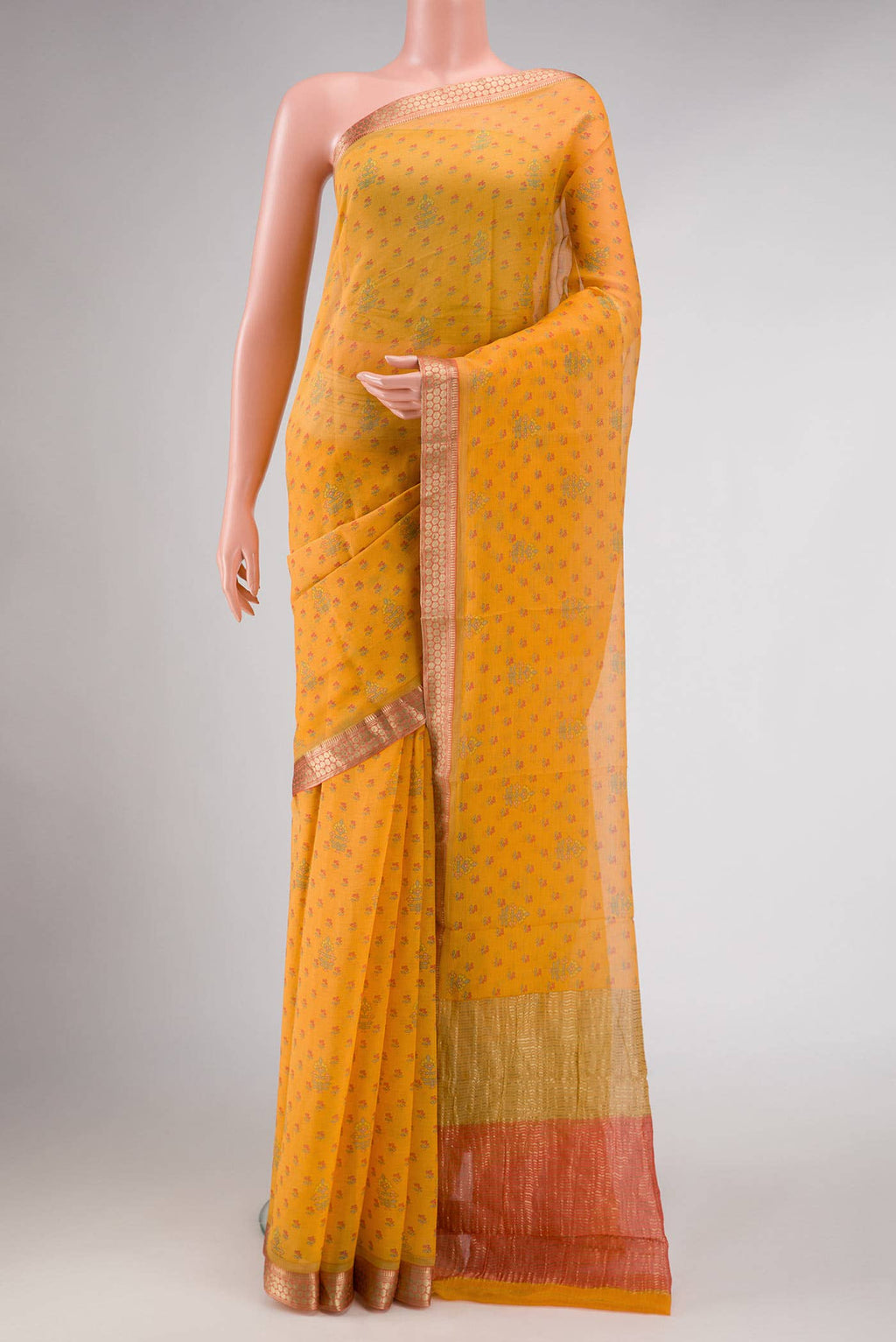 Golden Peach Dual Tone Mysore Chiffon Saree