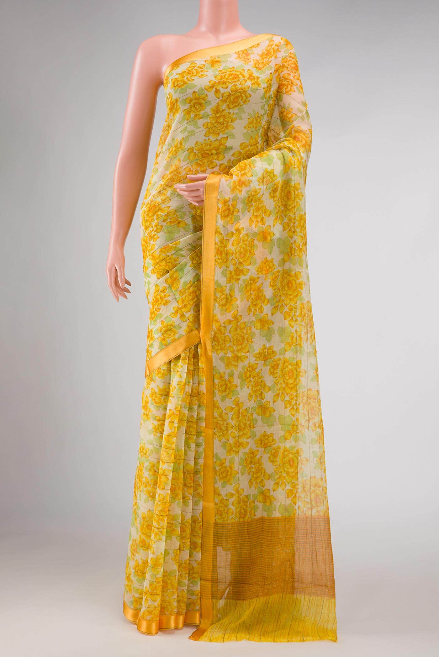 Beige Mysore Georgette Saree