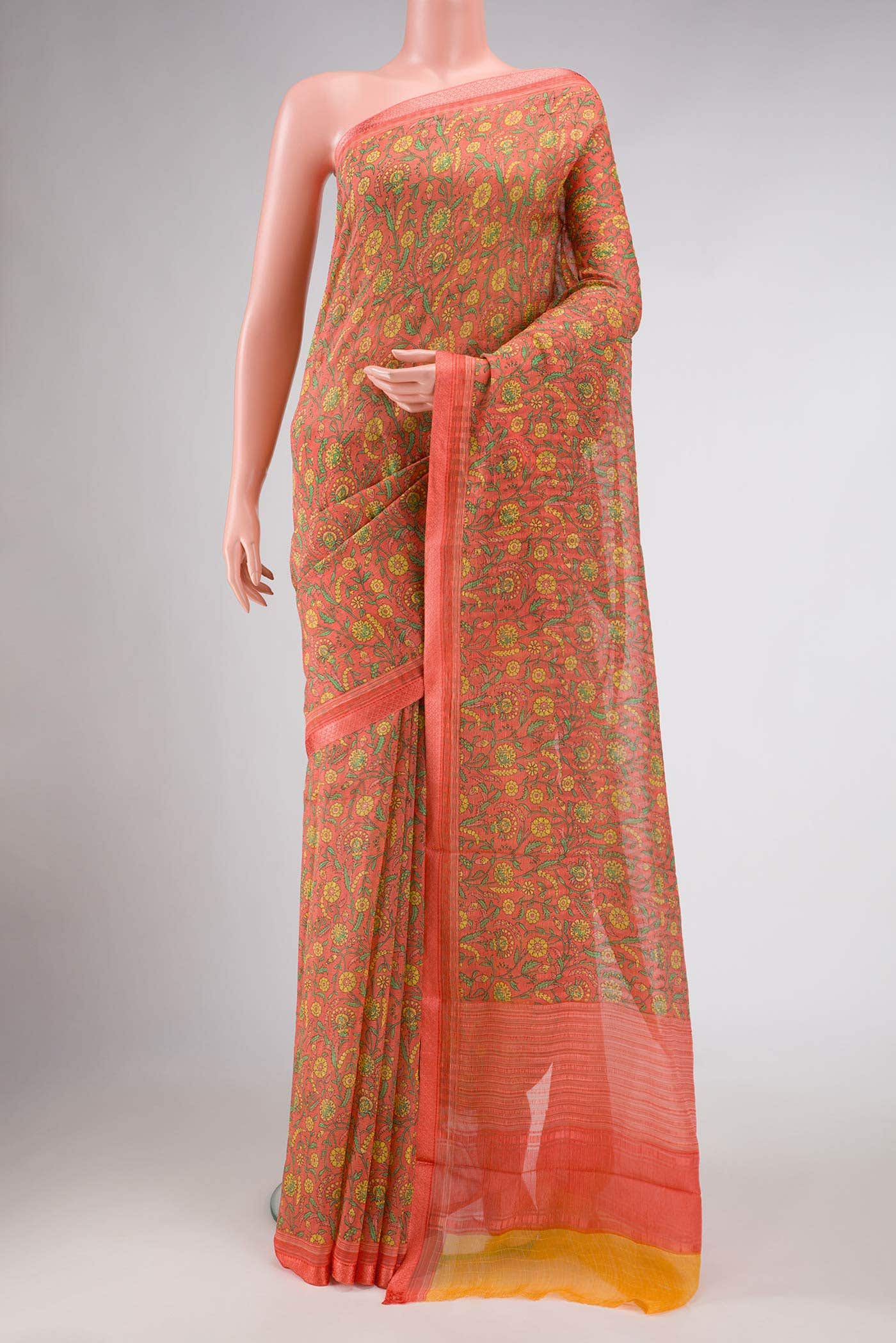 Peach Dual Tone Mysore Chiffon Saree