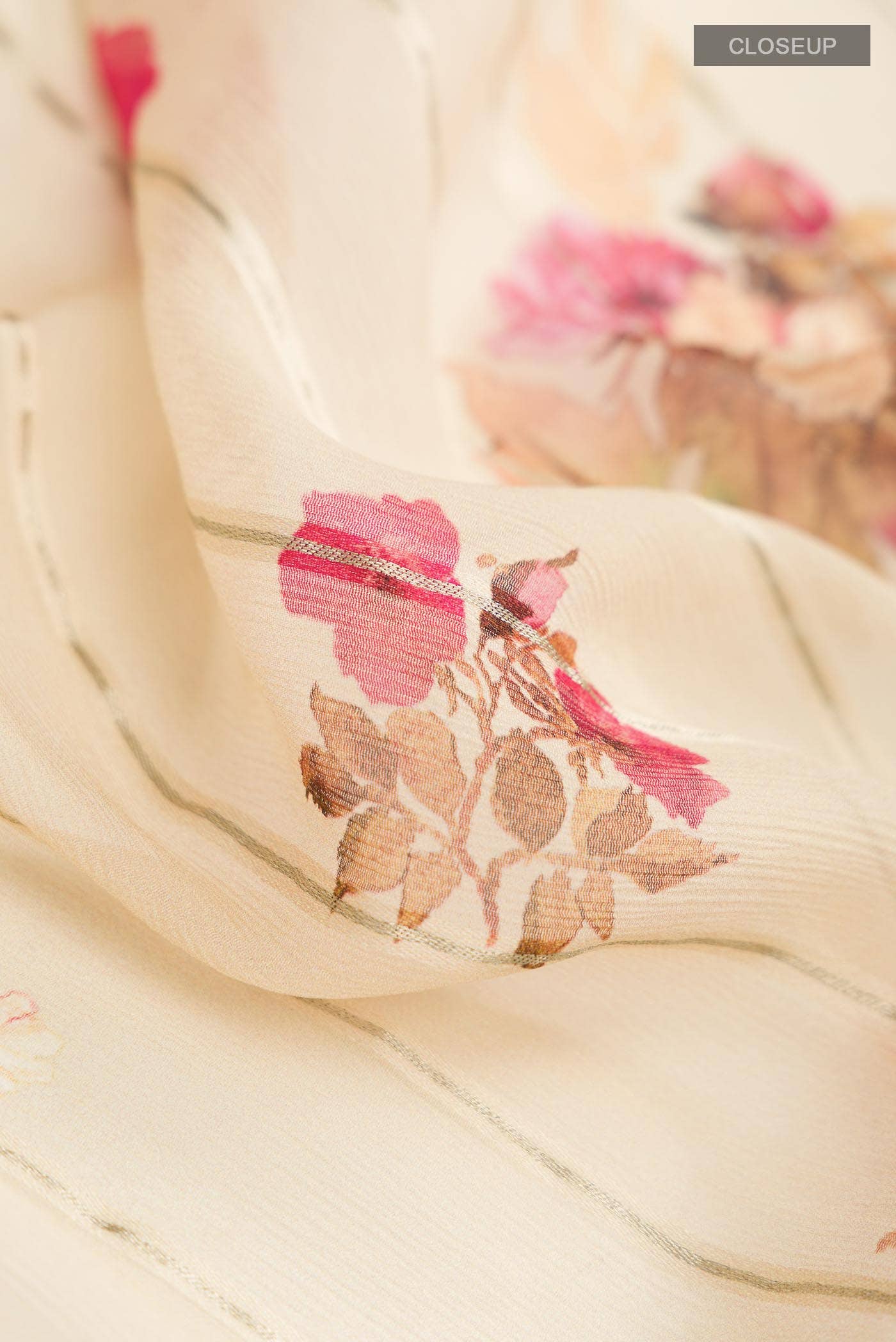 Beige Mysore Chiffon Saree