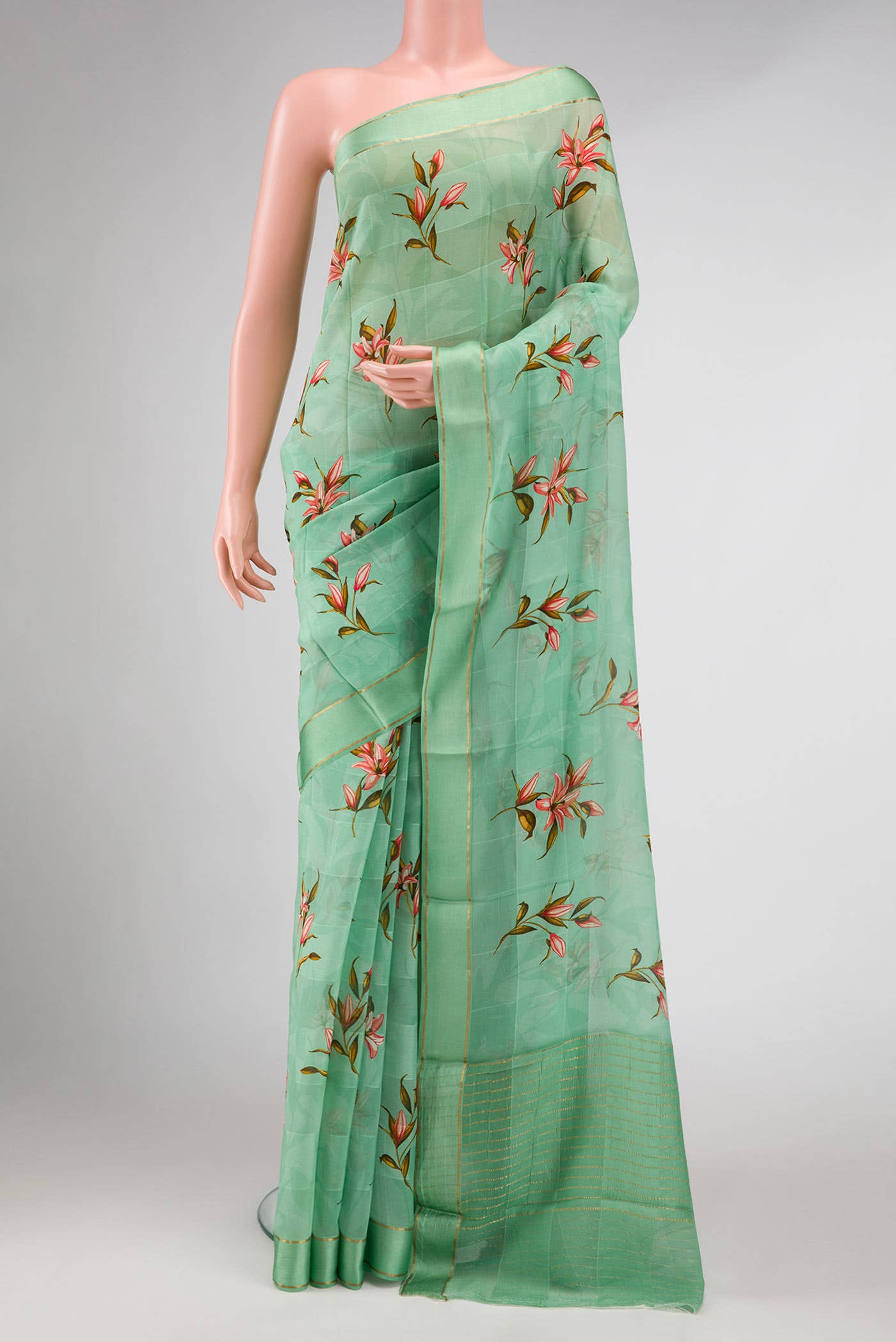 Sea Green Mysore Georgette Saree