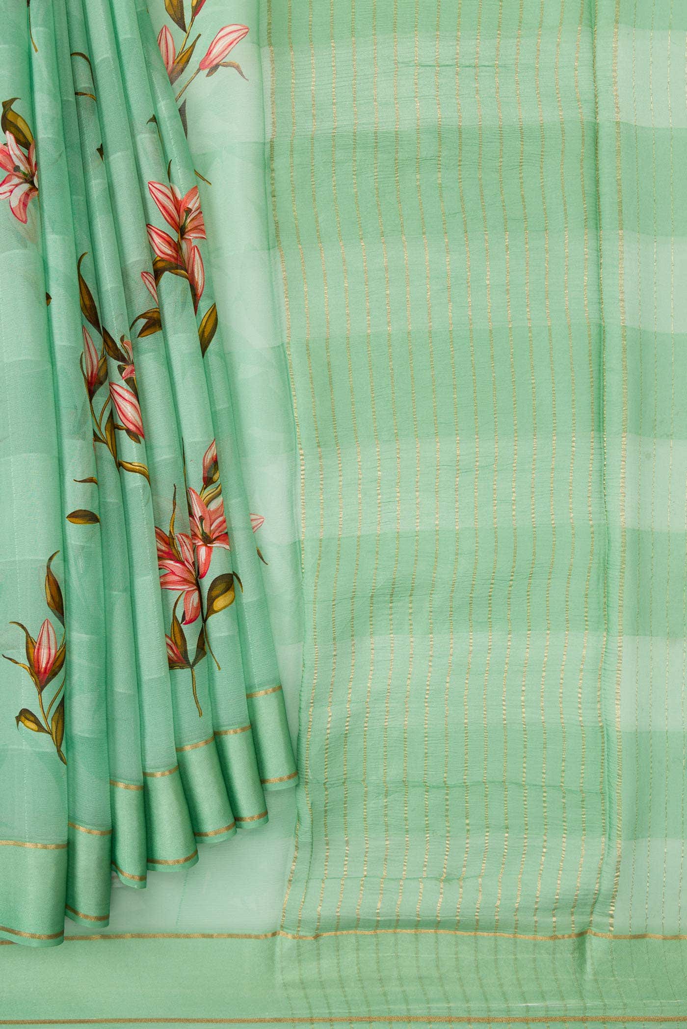 Sea Green Mysore Georgette Saree