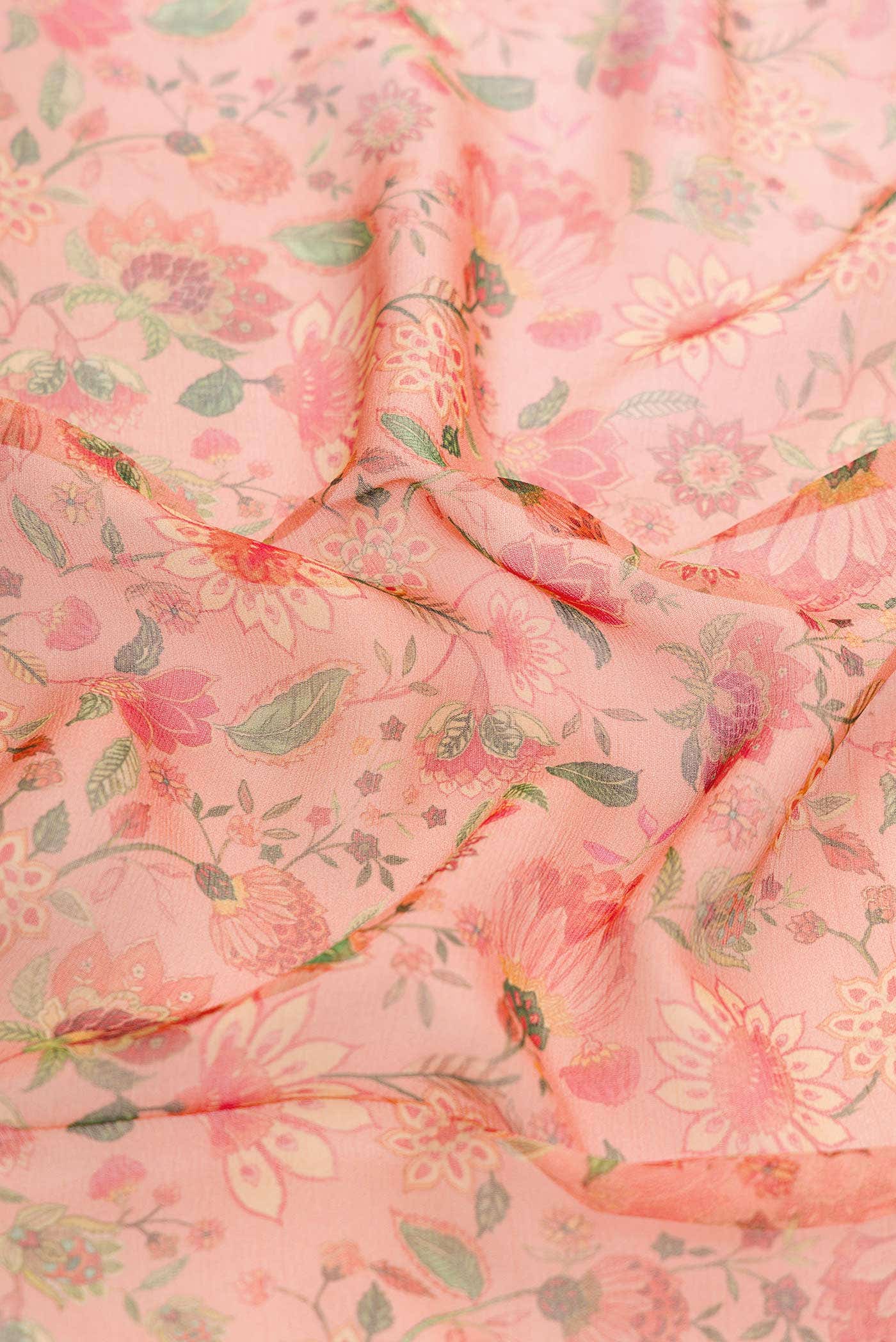 Golden Peach Mysore Chiffon Saree