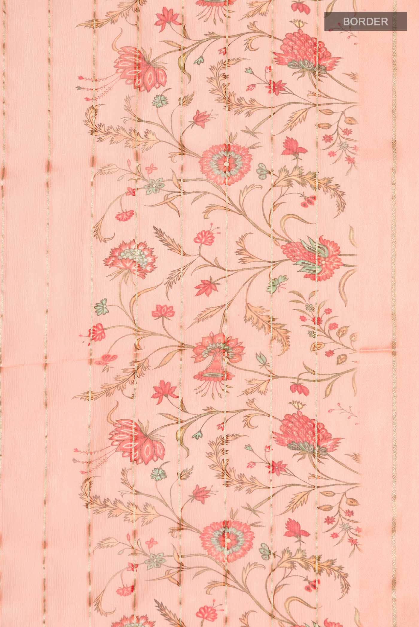 Peach Mysore Chiffon Saree