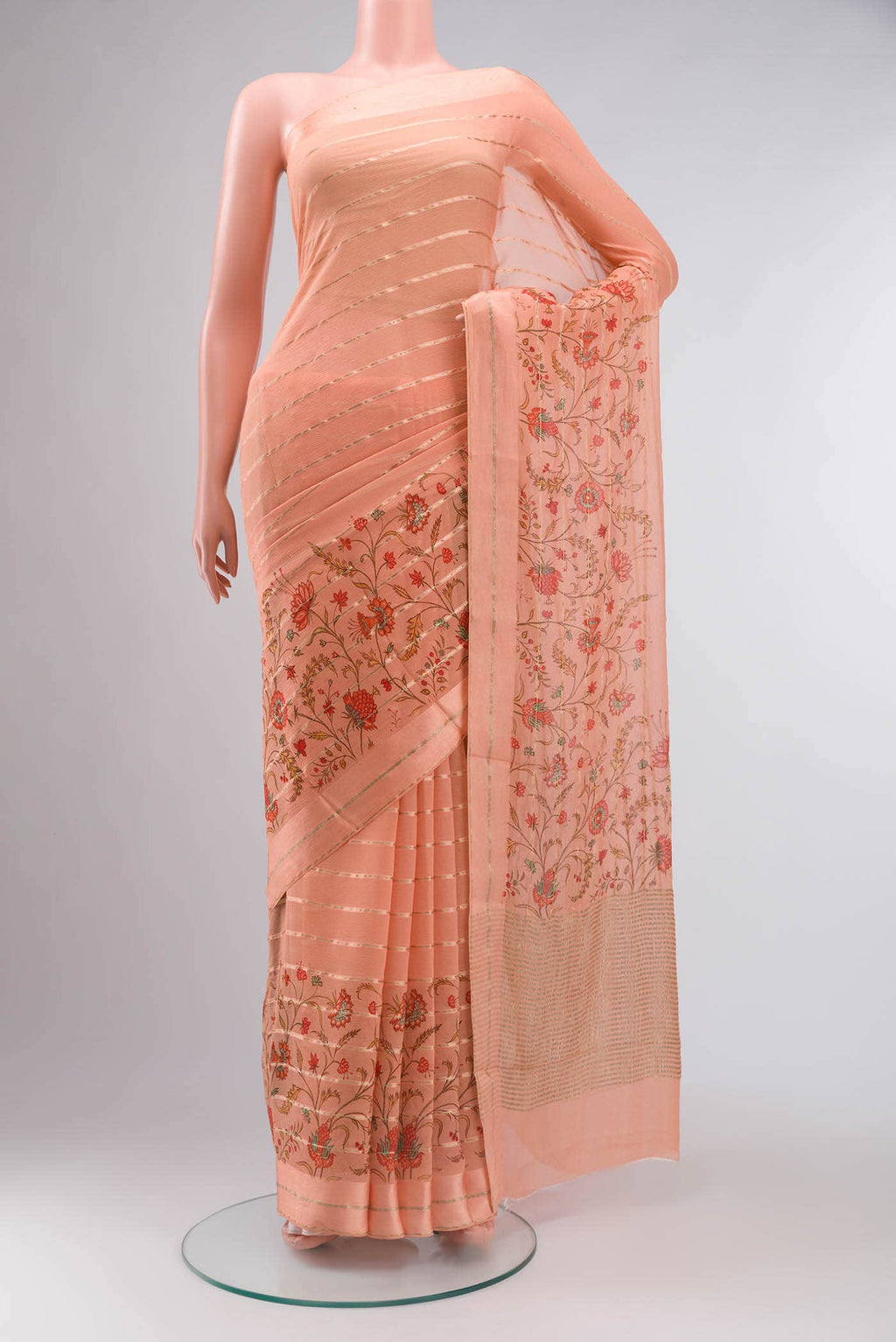 Peach Mysore Chiffon Saree