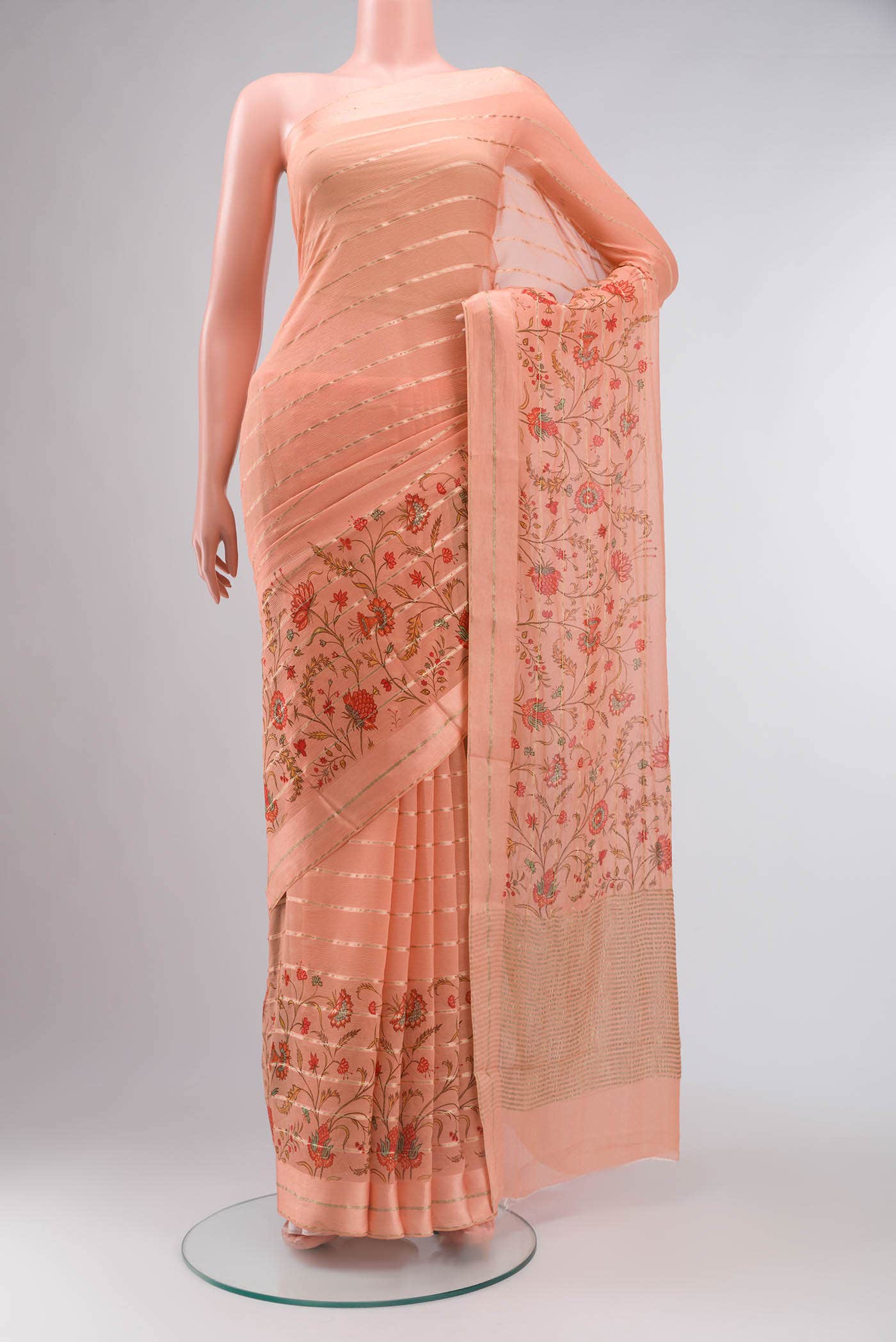 Peach Mysore Chiffon Saree