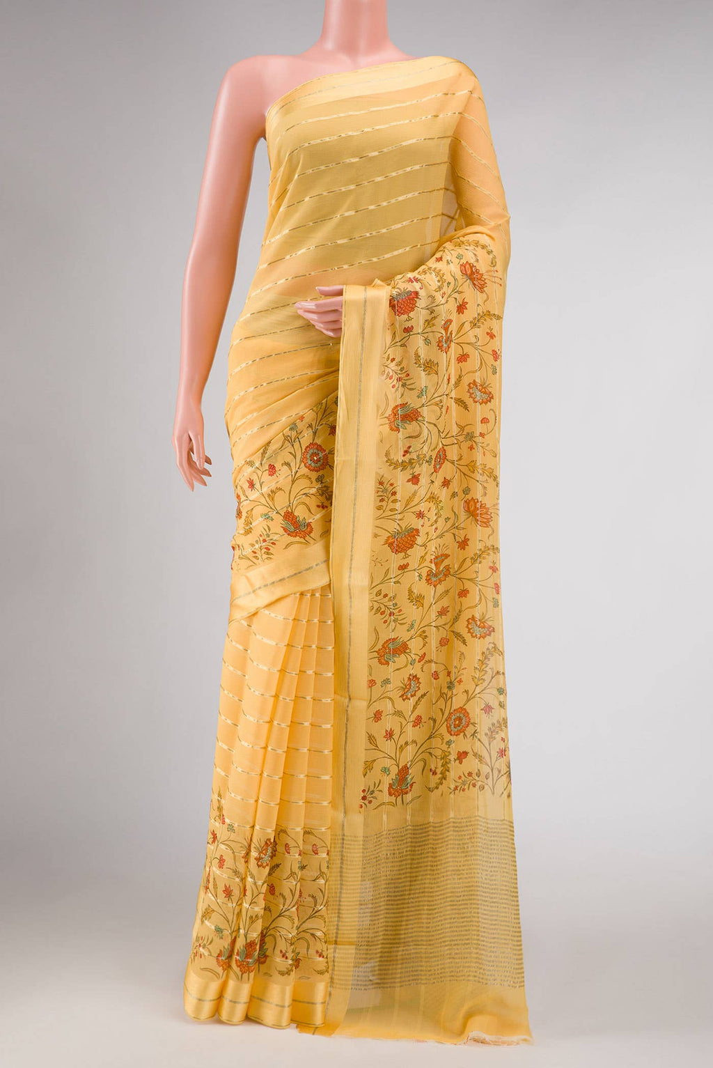 Gold Mysore Georgette Saree