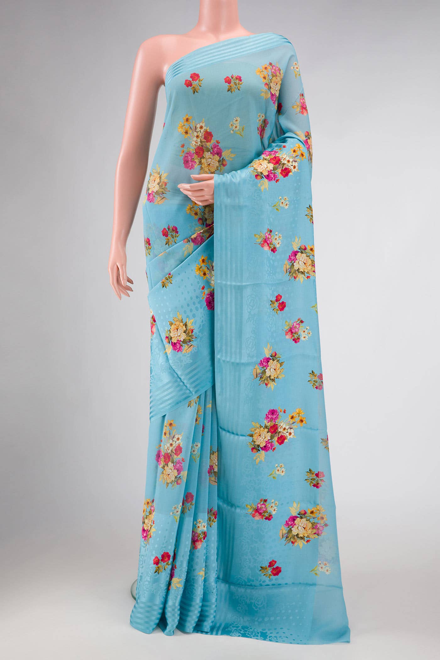 Sky Blue Mysore Georgette Saree