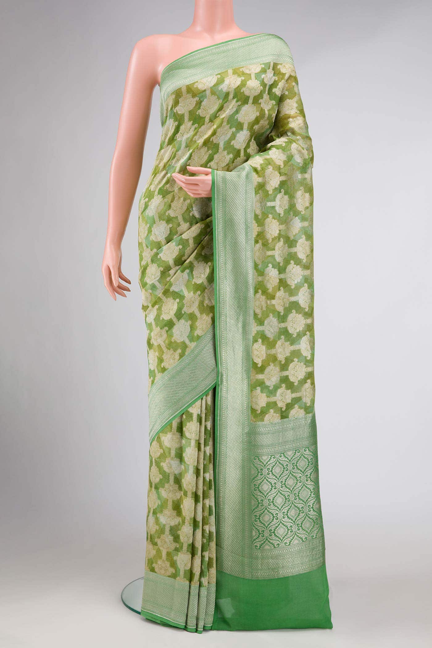 Green Mysore Georgette Saree