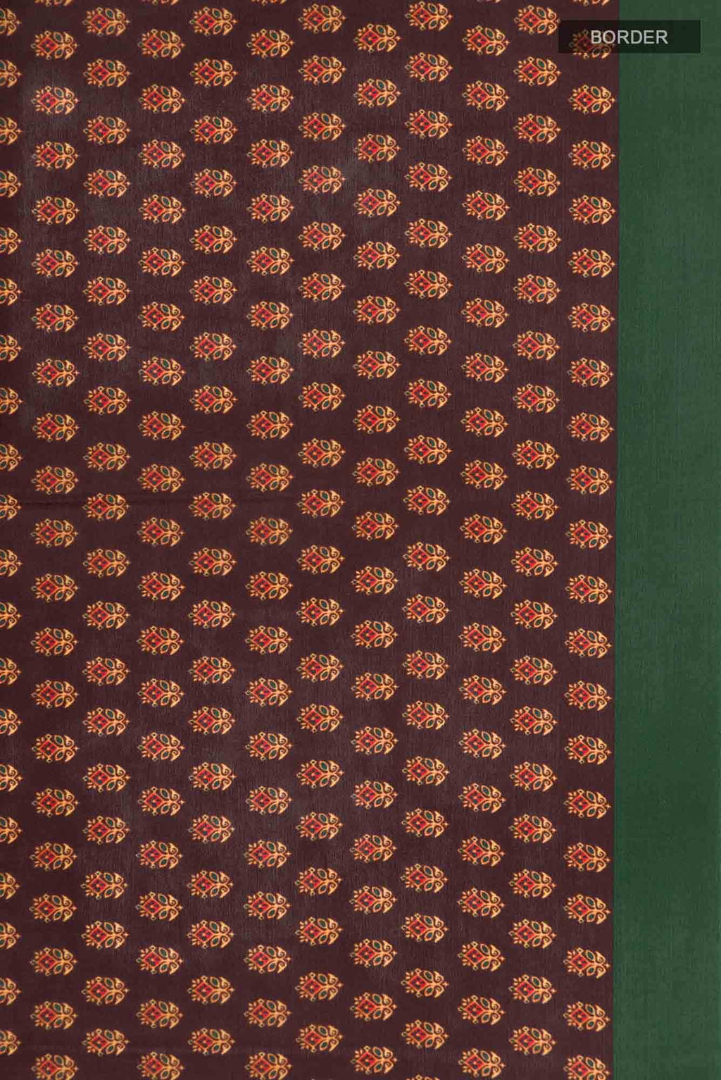 Brown Printed Silk Saree