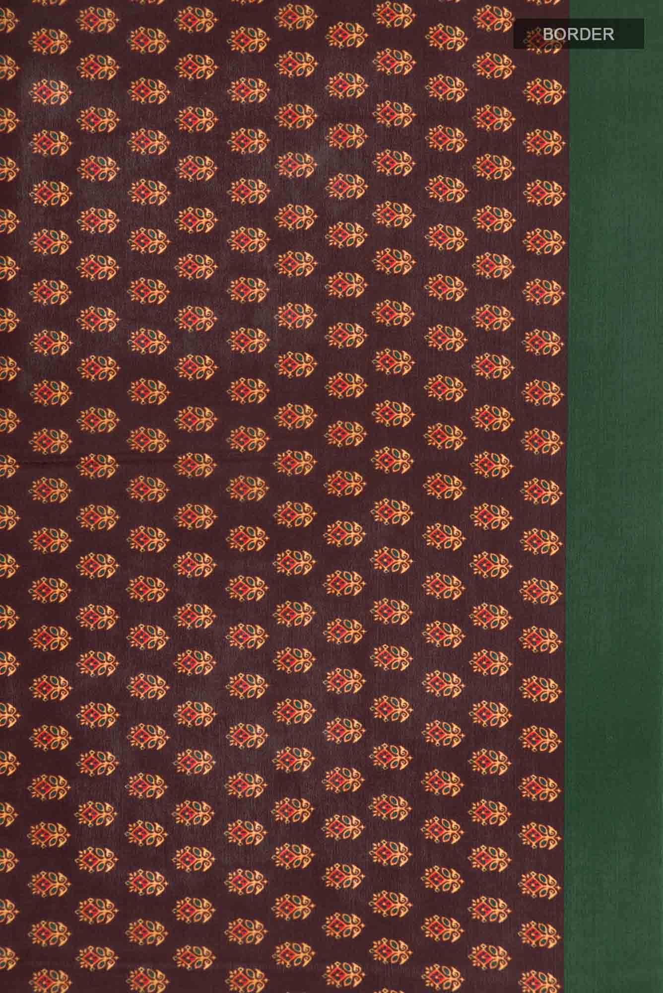 Brown Printed Silk Saree