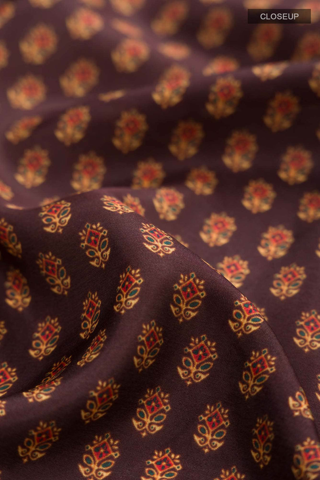 Brown Printed Silk Saree