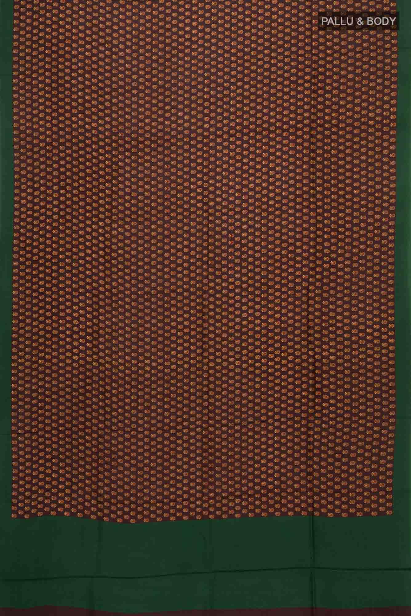 Brown Printed Silk Saree