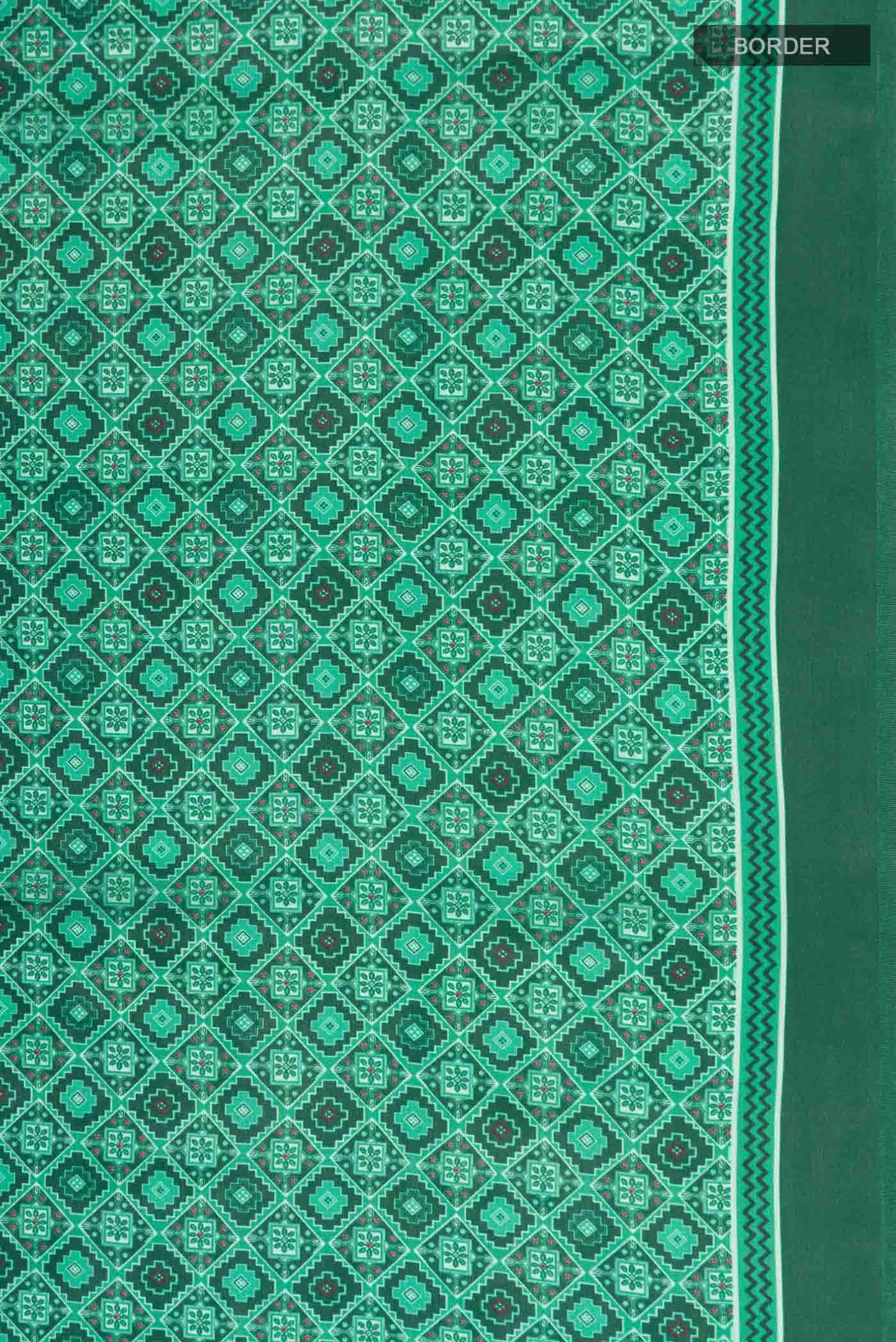 Green Printed Silk Saree