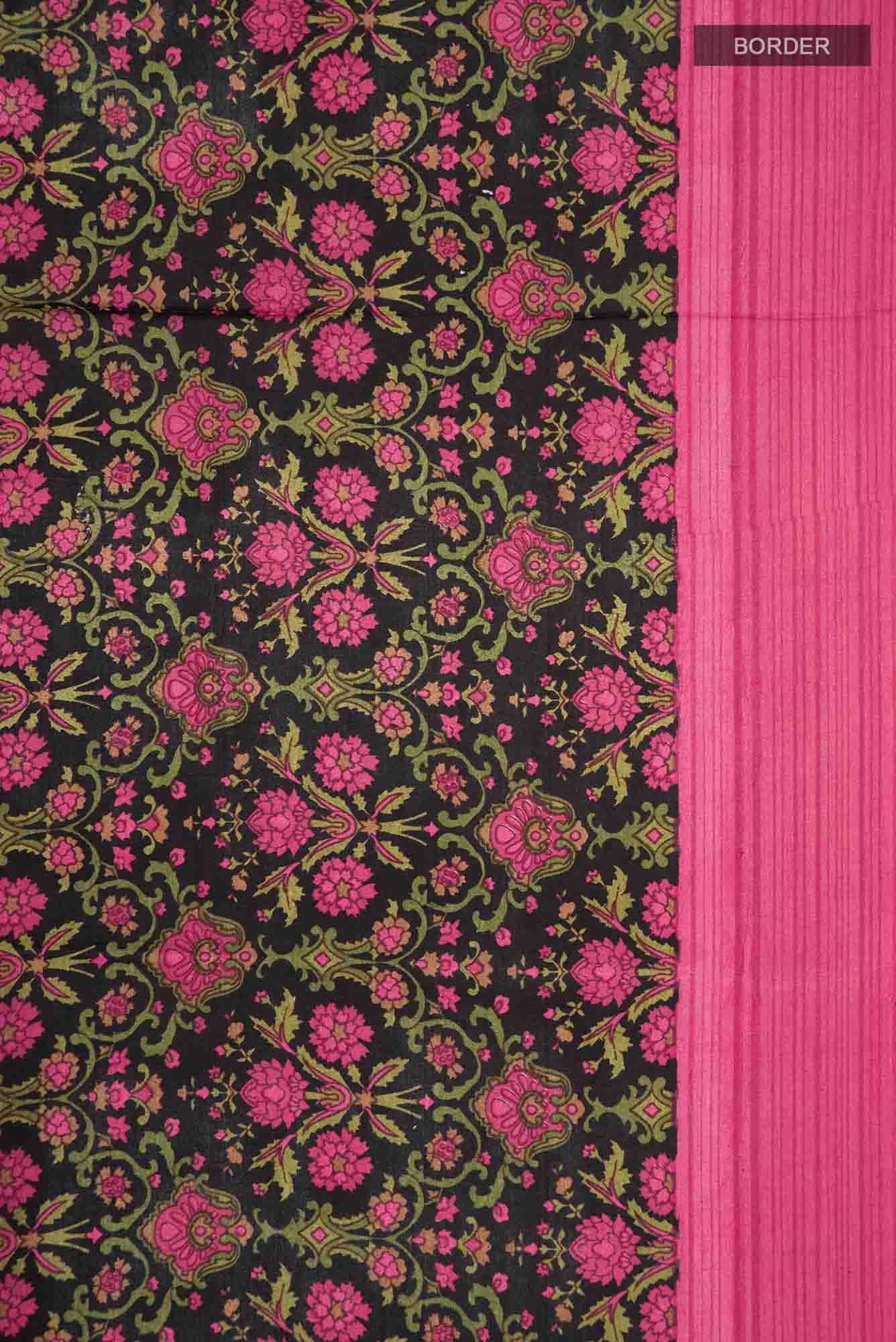 Black Printed Silk Saree