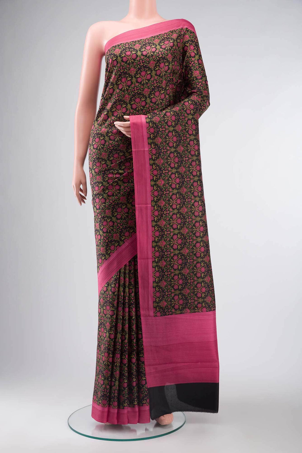 Black Printed Silk Saree