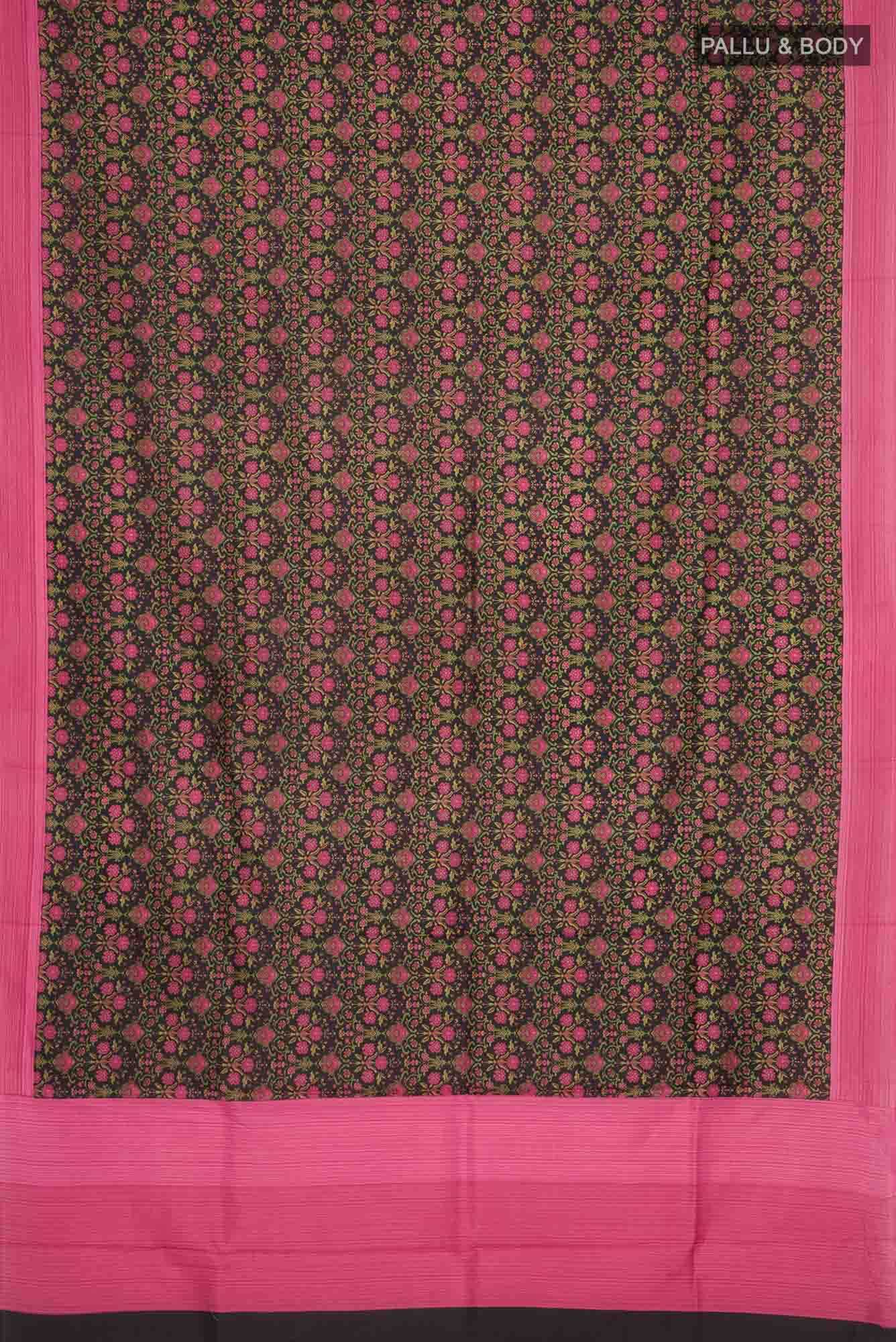 Black Printed Silk Saree