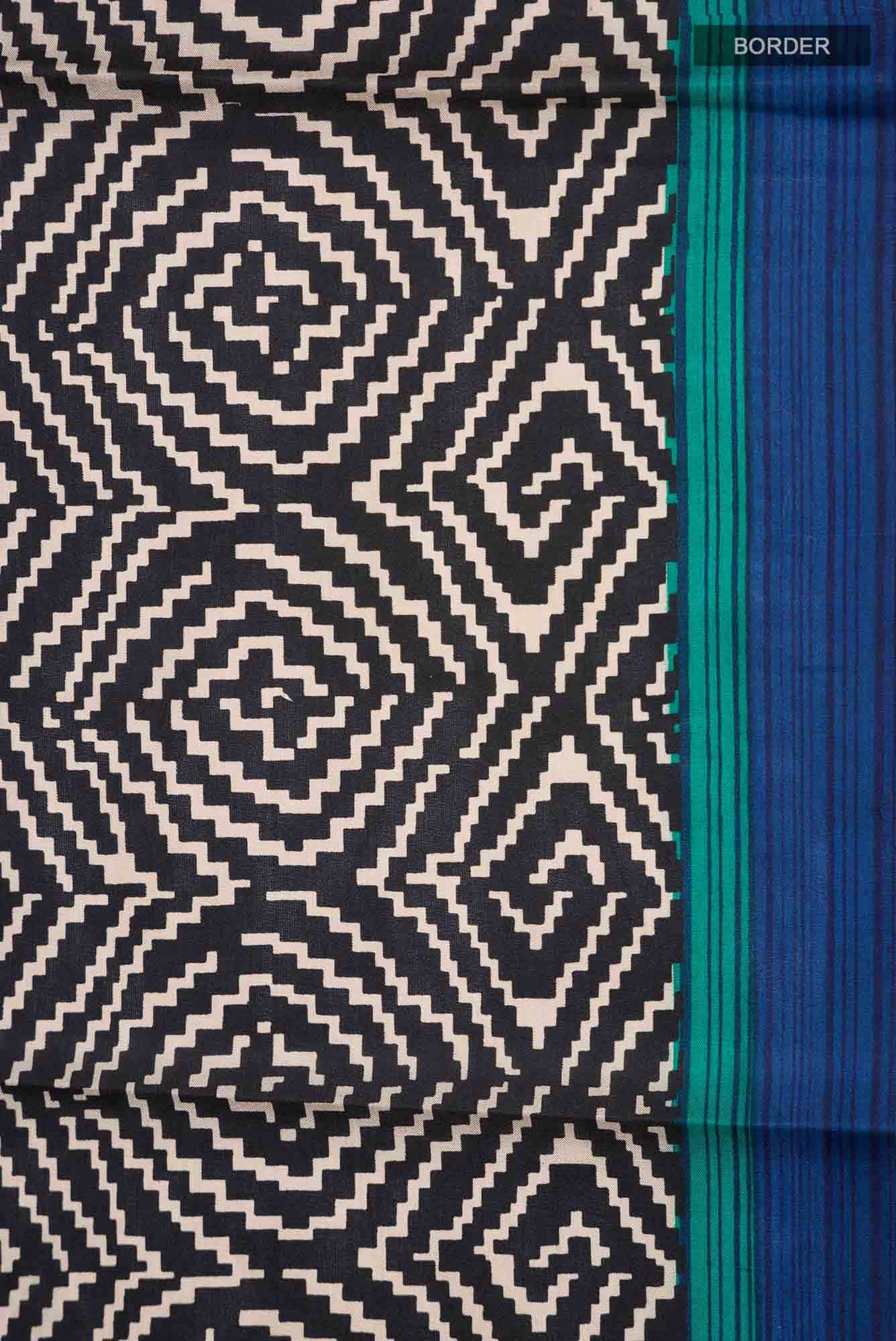 Black Printed Silk Saree