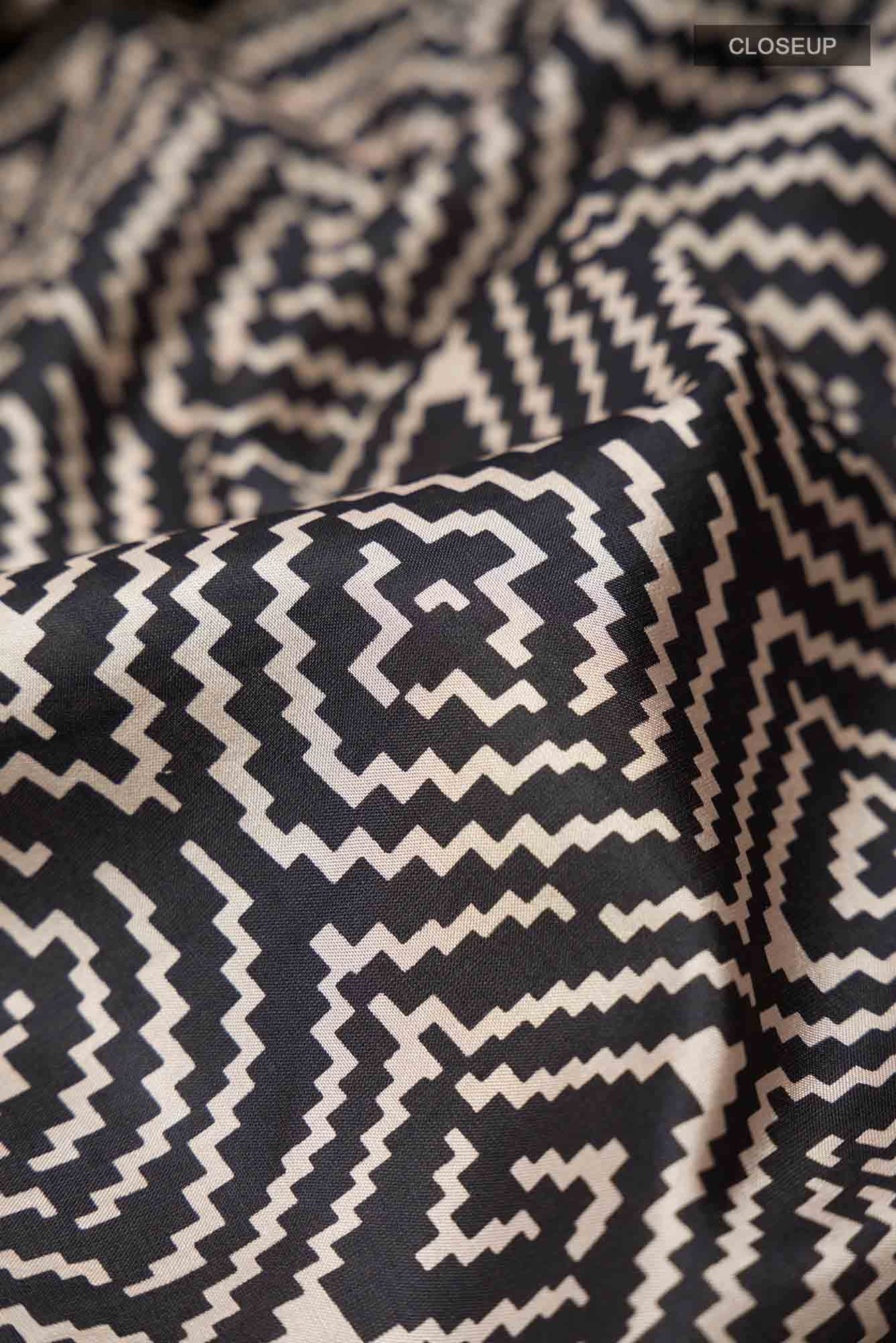 Black Printed Silk Saree