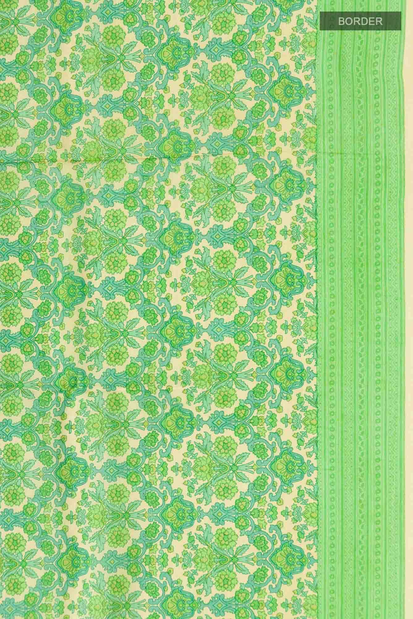 Green Printed Silk Saree