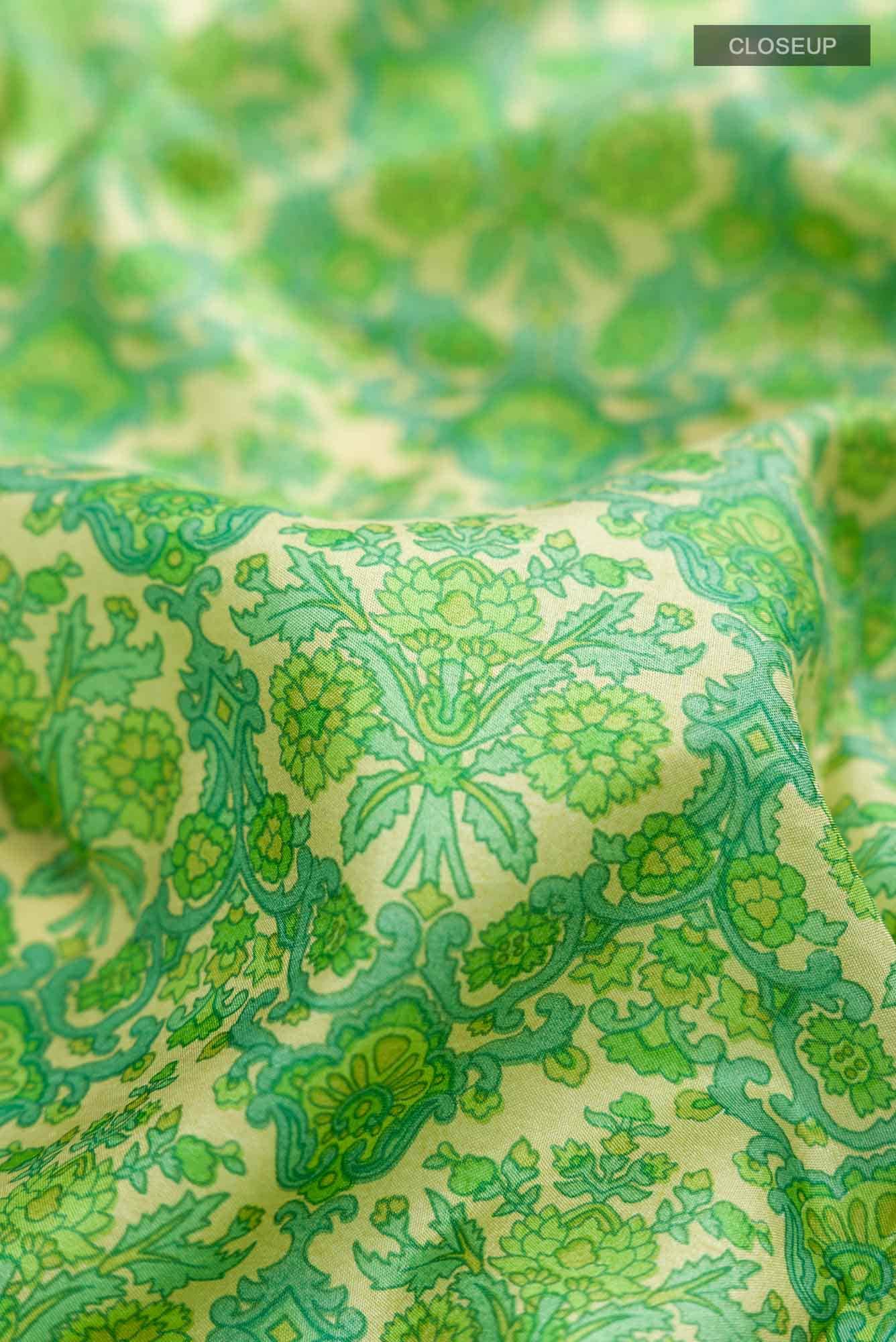 Green Printed Silk Saree