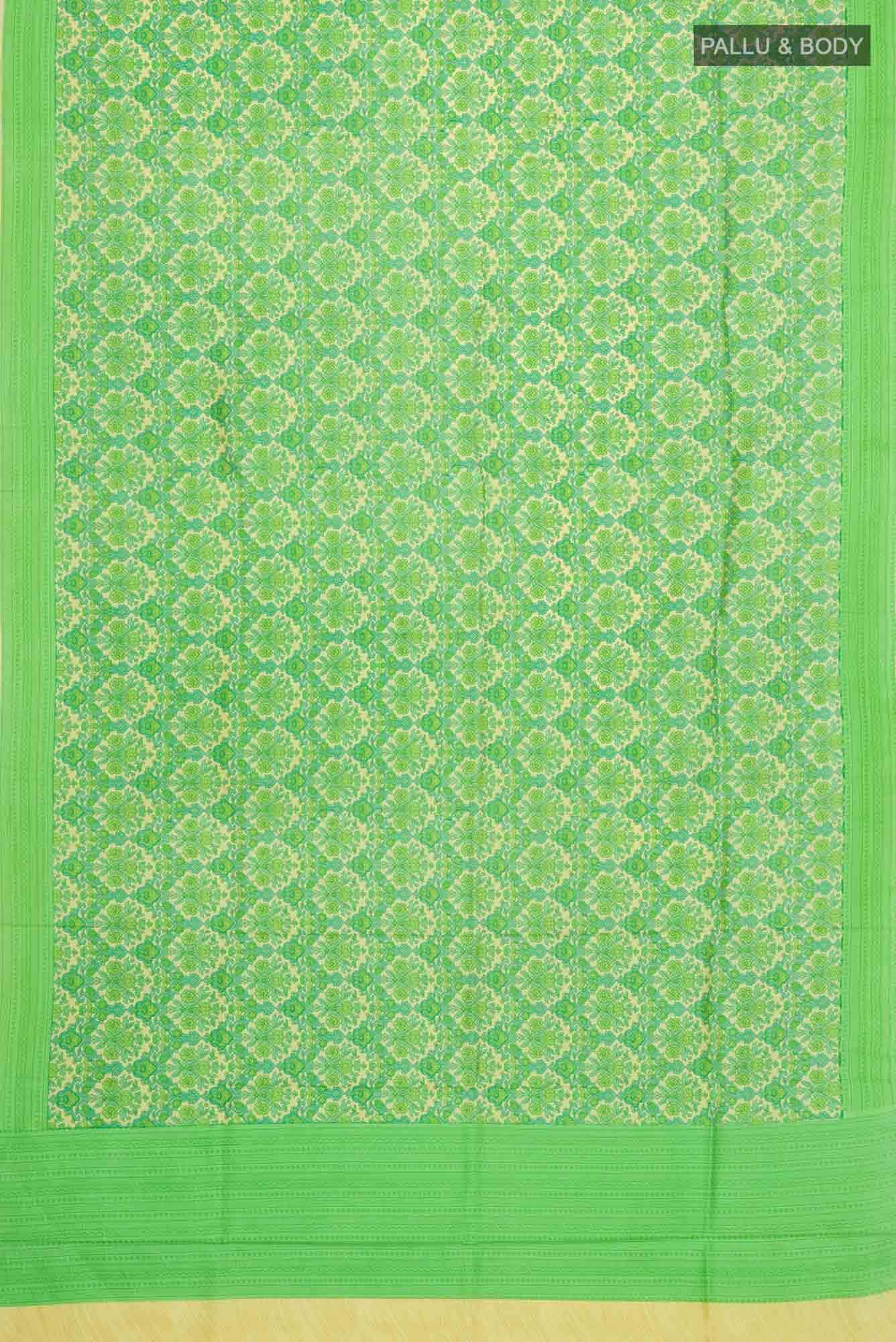 Green Printed Silk Saree
