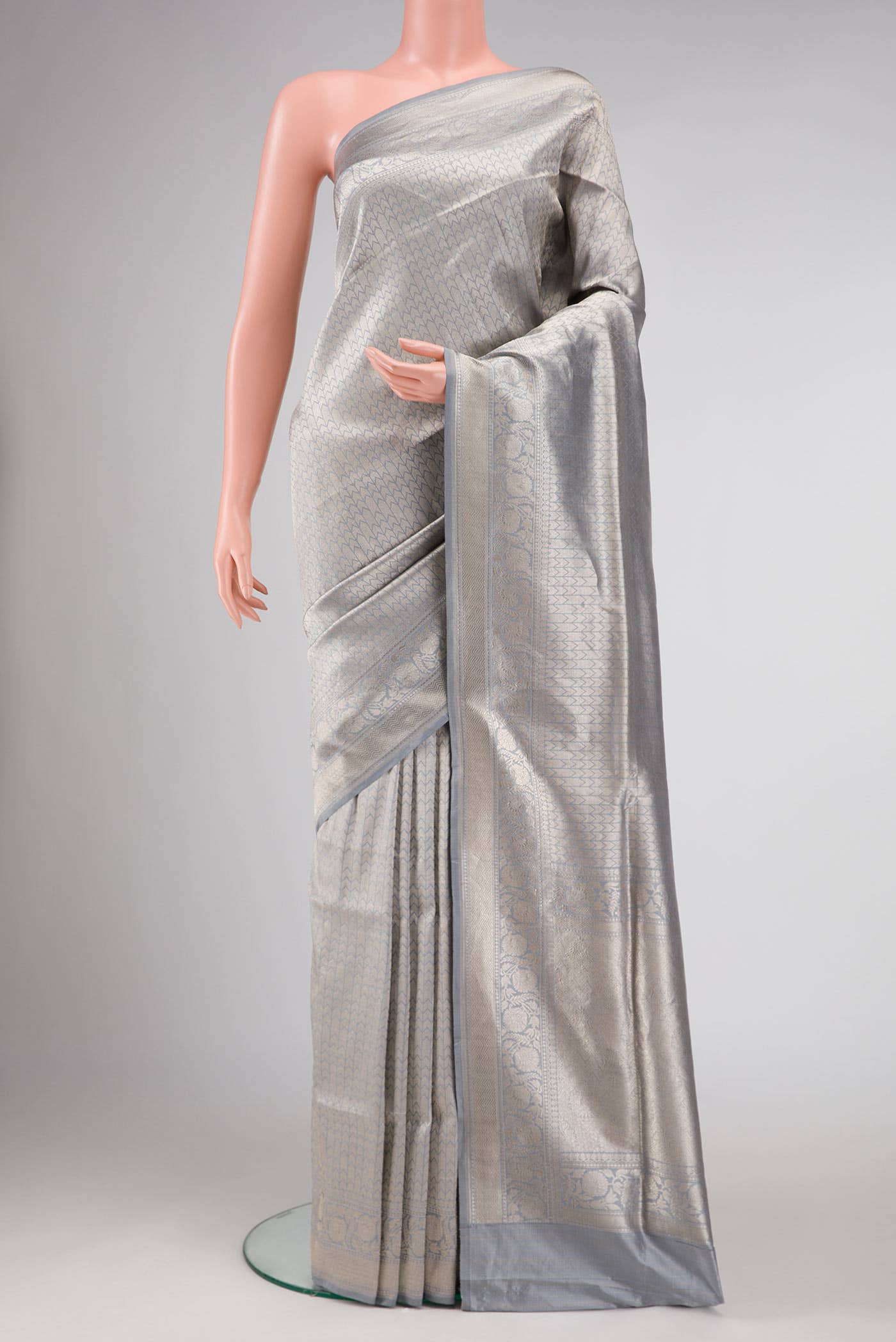Grey Banarasi Silk Saree