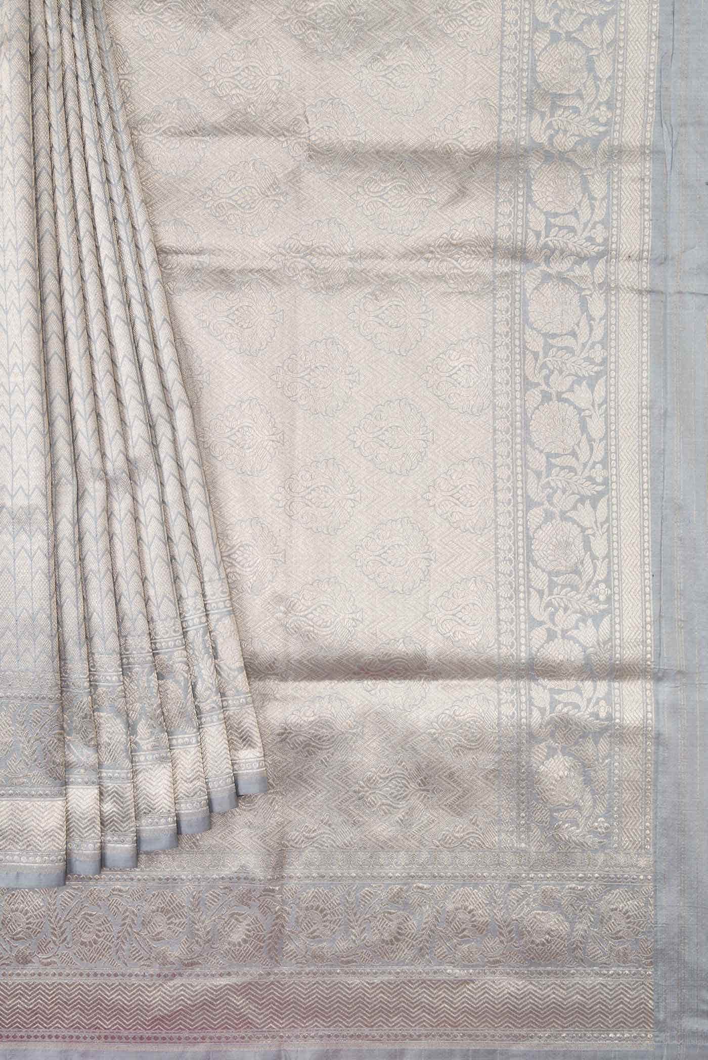 Grey Banarasi Silk Saree
