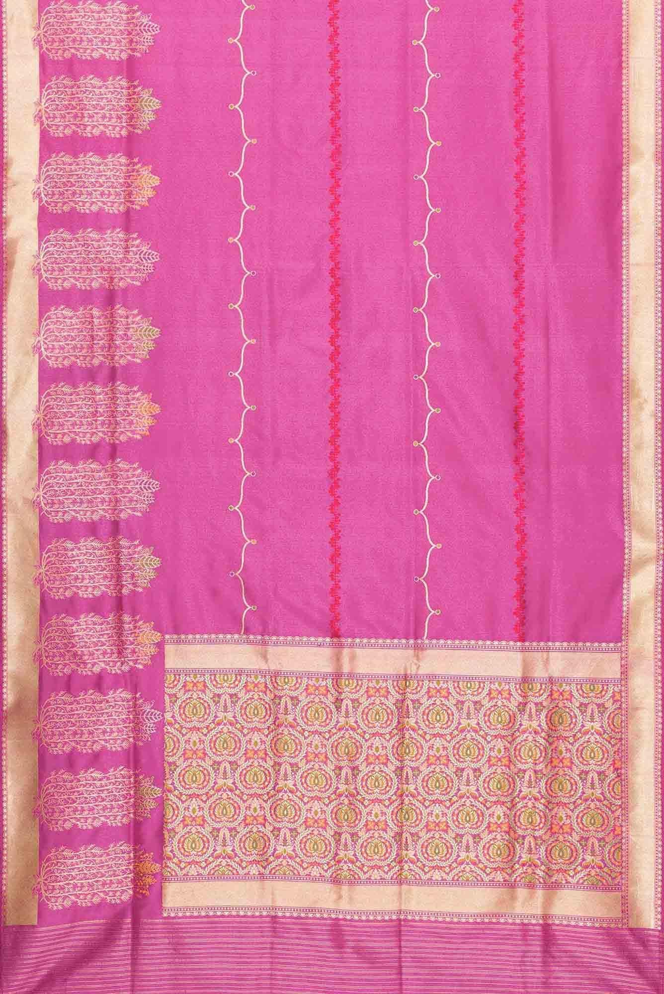 Pure Silk Pure Zari Pink Dual Tone Banarasi Saree