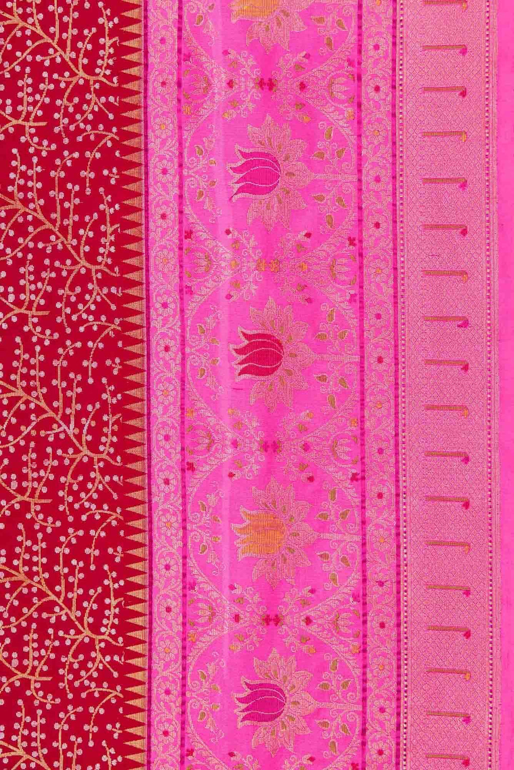 Pure Silk Pure Zari Maroon Dual Tone Banarasi Saree