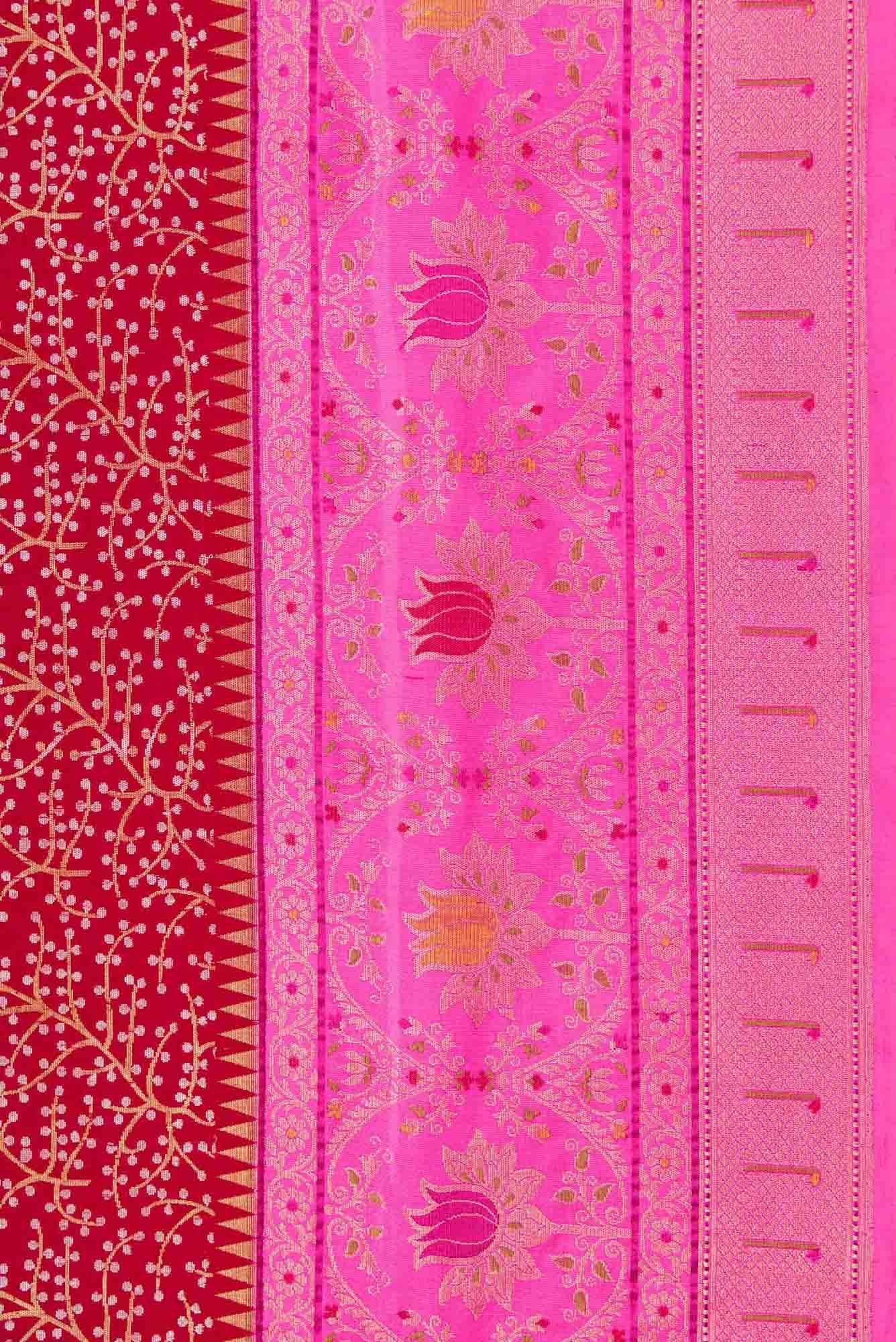Pure Silk Pure Zari Maroon Dual Tone Banarasi Saree