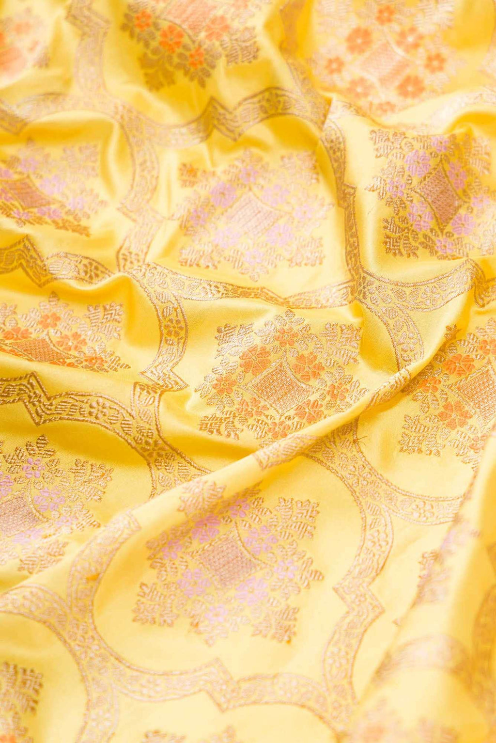 Pure Silk Pure Zari Yellow Dual Tone Banarasi Saree