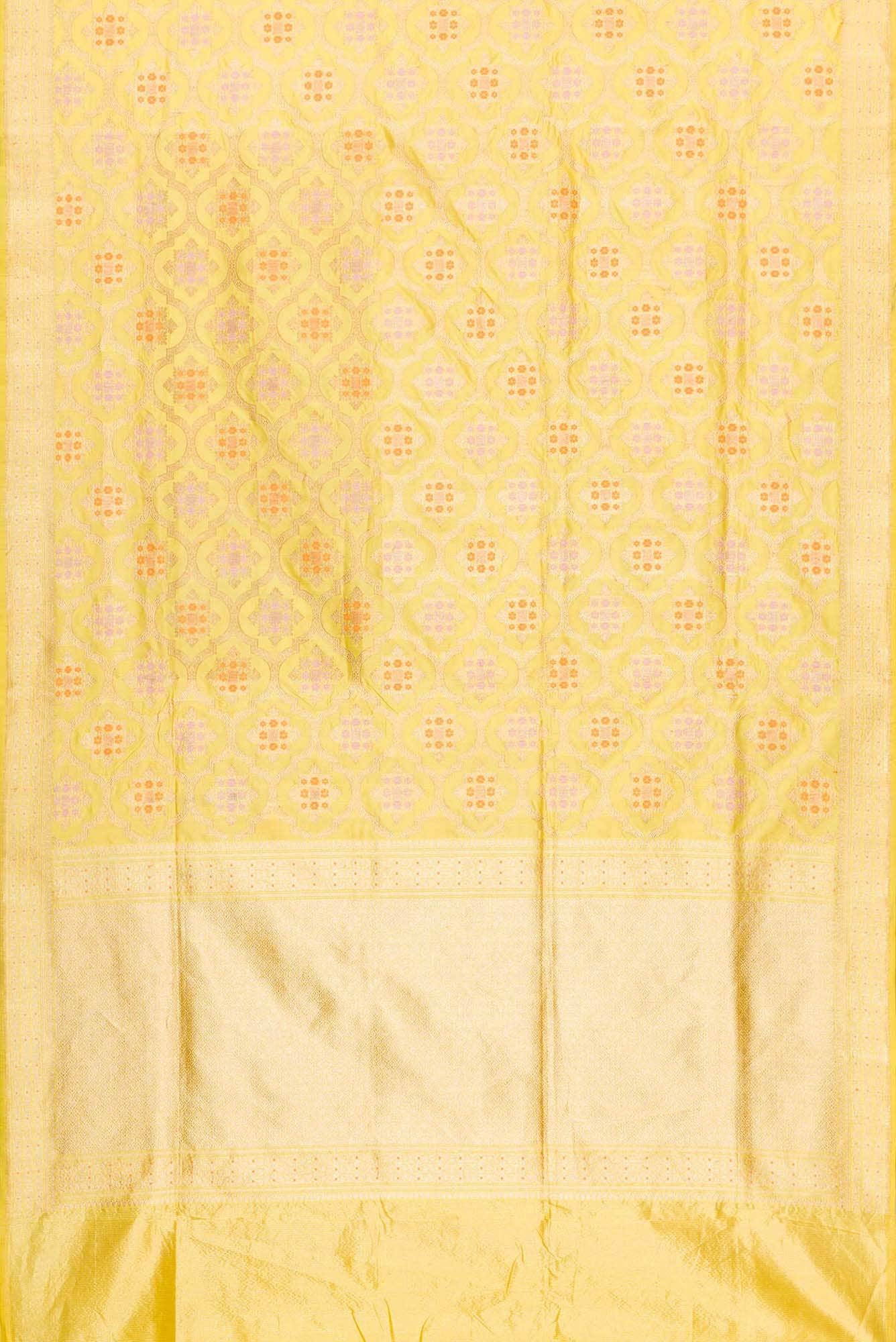 Pure Silk Pure Zari Yellow Dual Tone Banarasi Saree