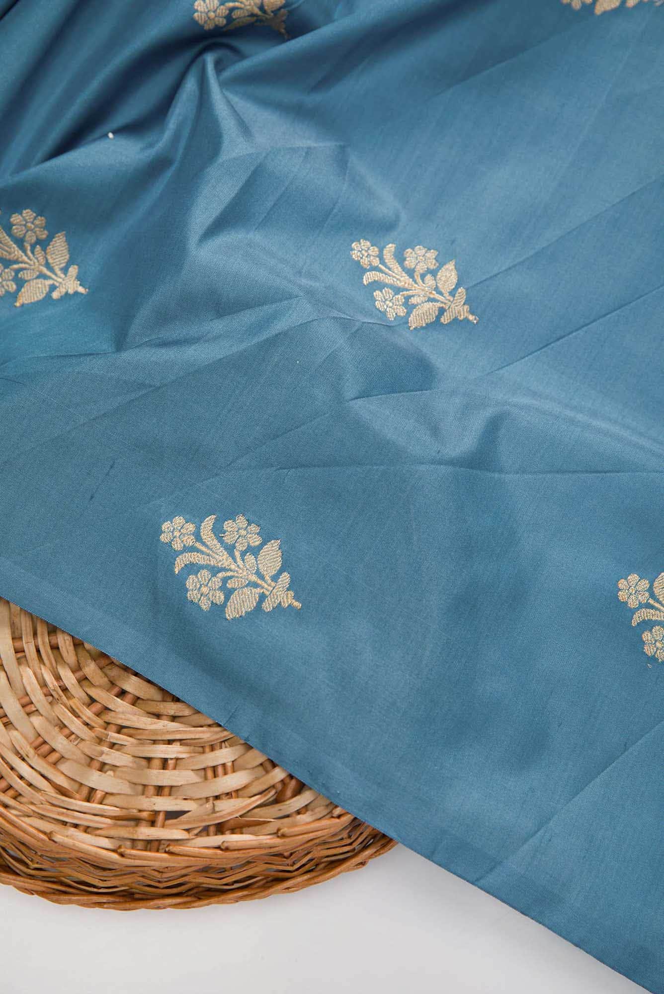 Blue Kanchipuram Silk Dress Material