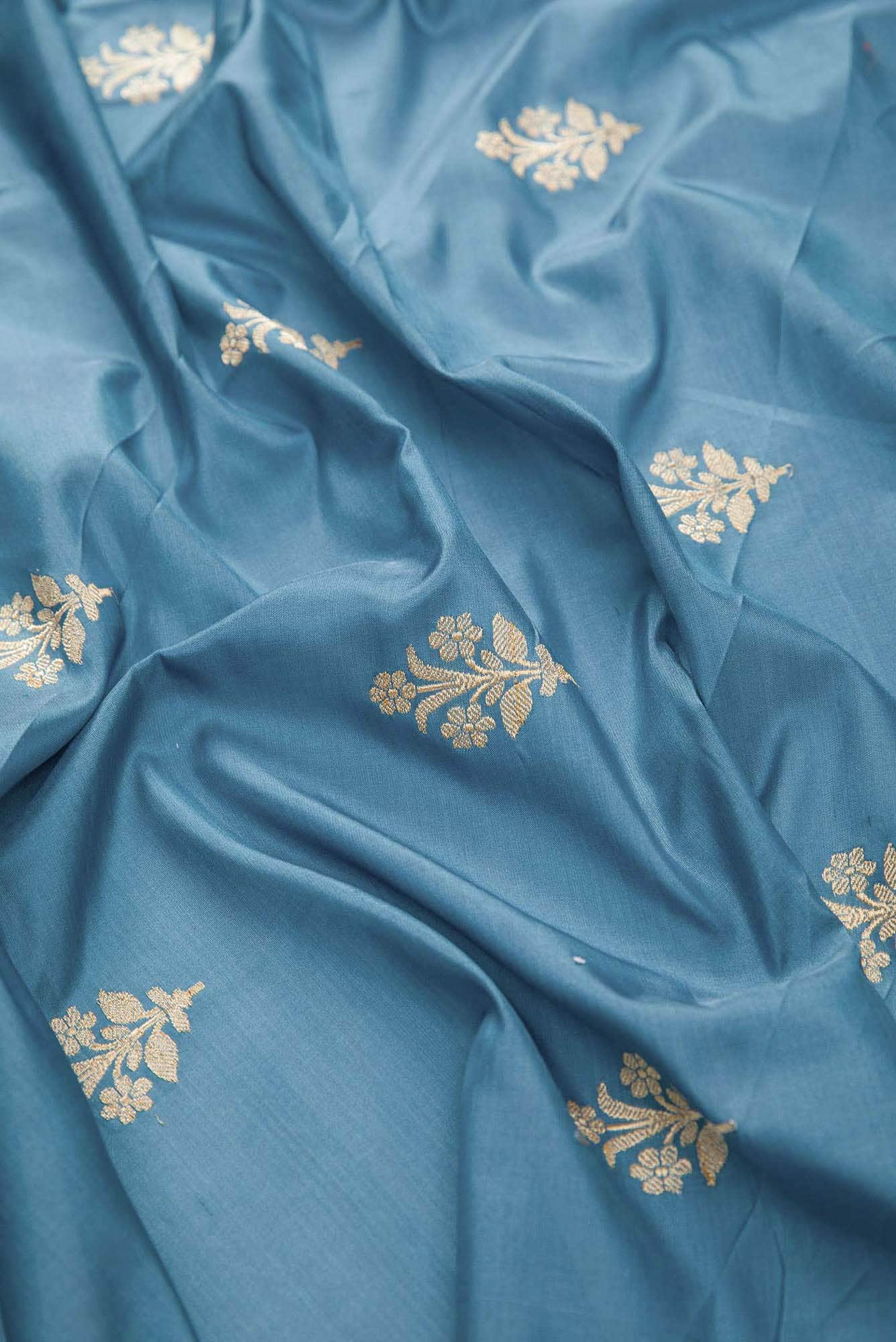 Blue Kanchipuram Silk Dress Material