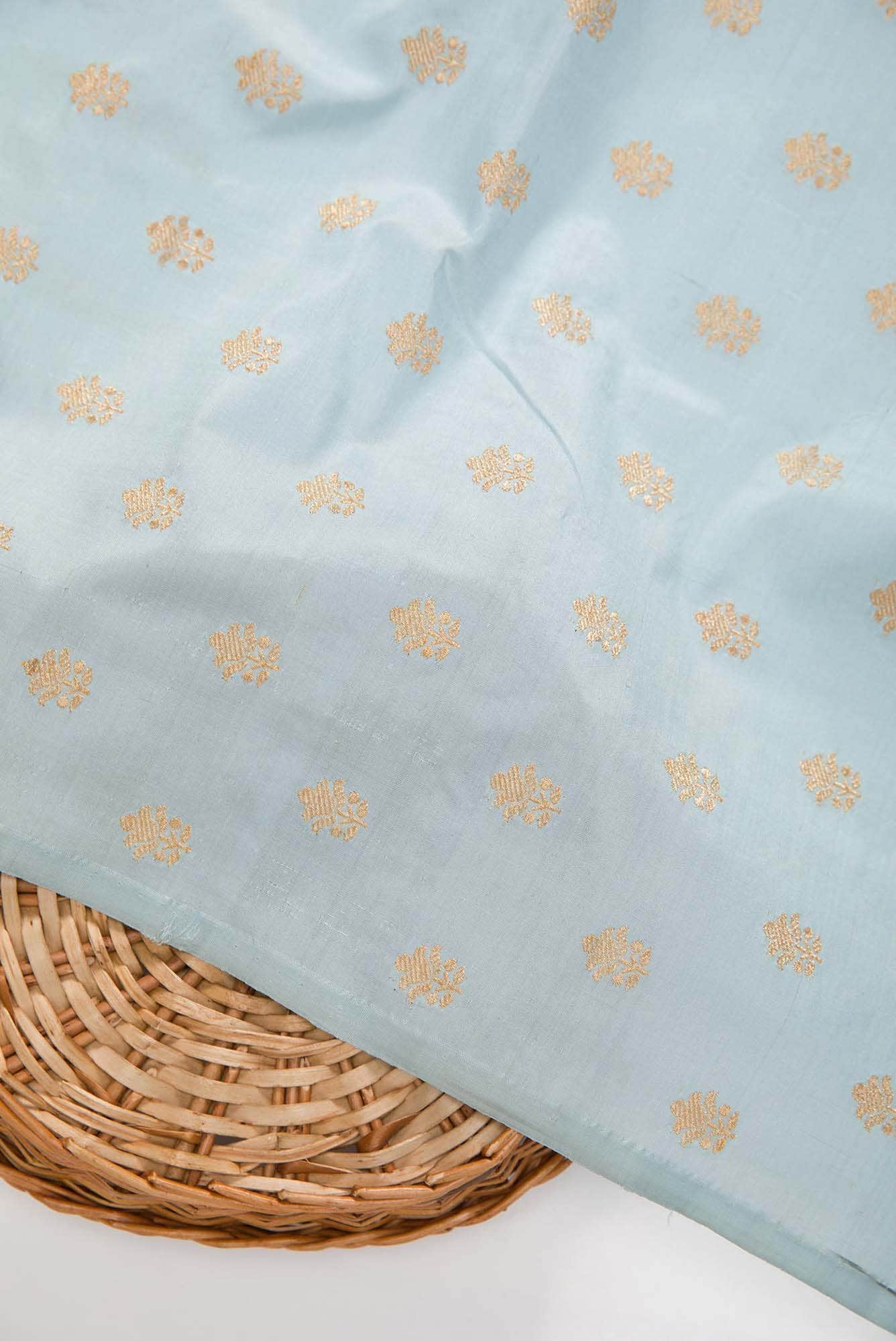 Grey Kanchipuram Silk Dress Material