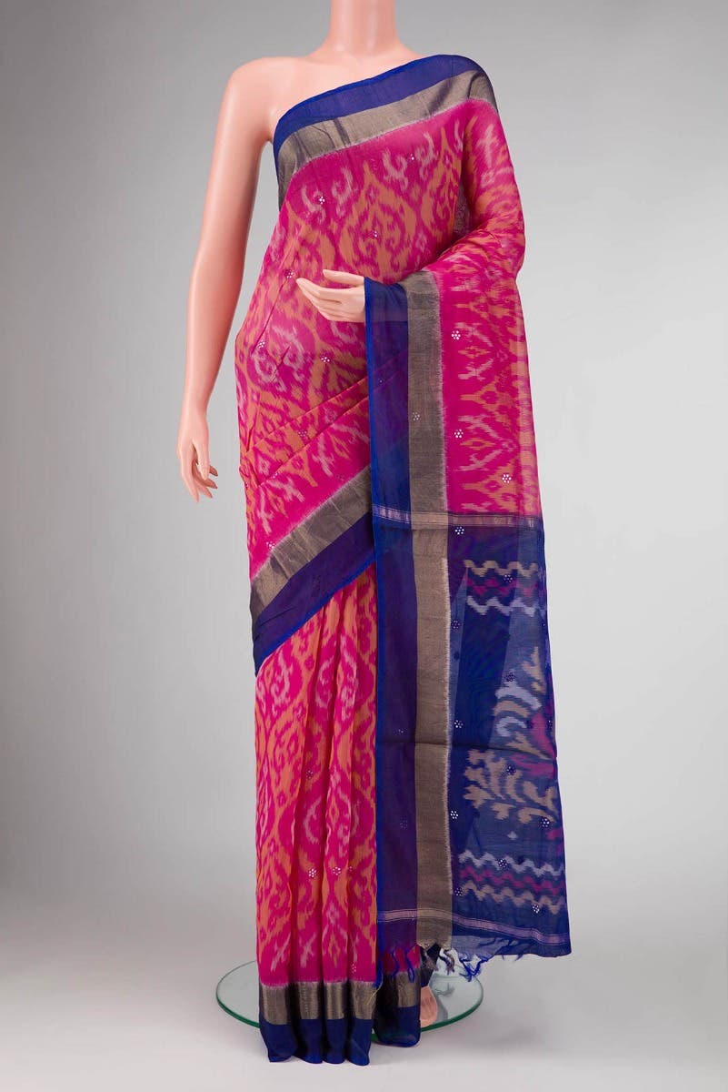 Dark Pink Dual Tone Silk Cotton Saree