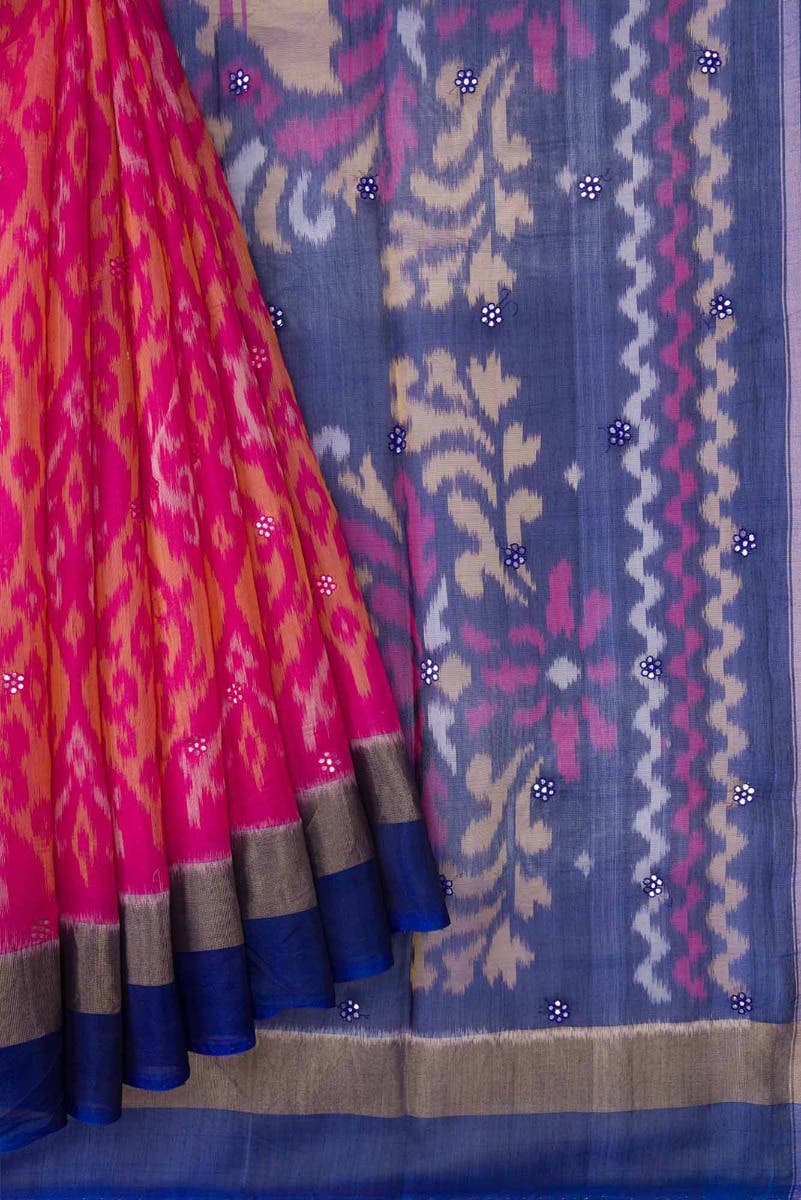 Dark Pink Dual Tone Silk Cotton Saree