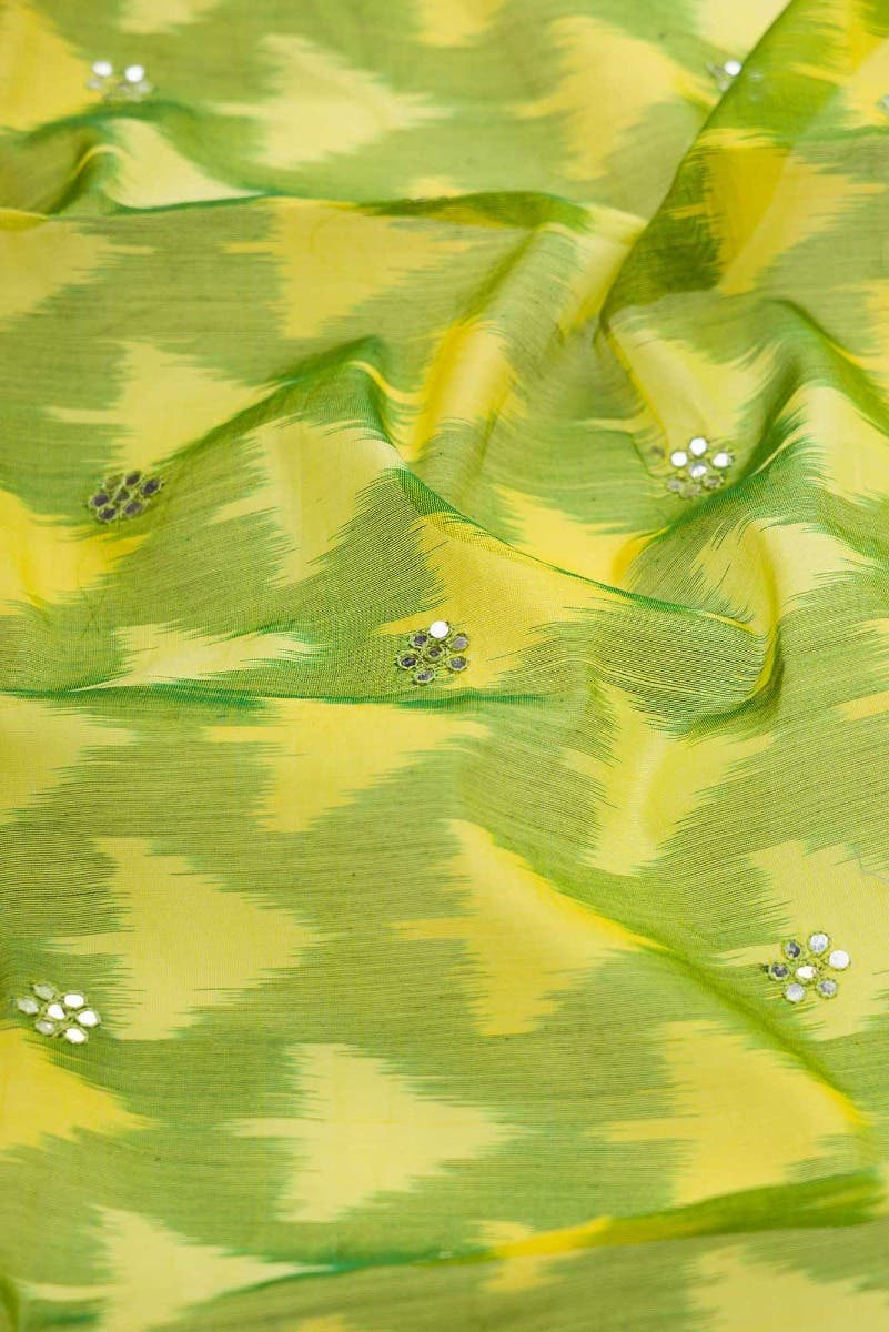 Parrot Green Dual Tone Silk Cotton Saree